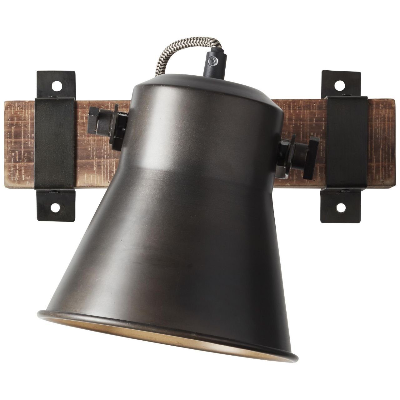 Brilliant Wandleuchte schwarz aus Decca, Lampe, stahl, Decca E27, 1x Holz nachha Wandspot 10W, A60