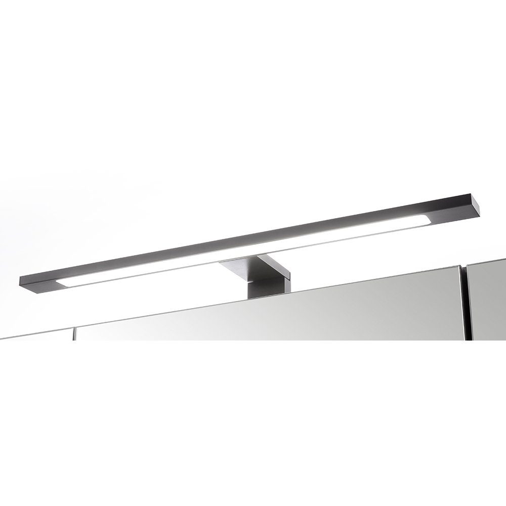 Lomadox Spiegelschrank MARLING-03 80 cm mit LED-Aufbauleuchte in dunkelgrau, B/H/T ca. 80/64/20 cm