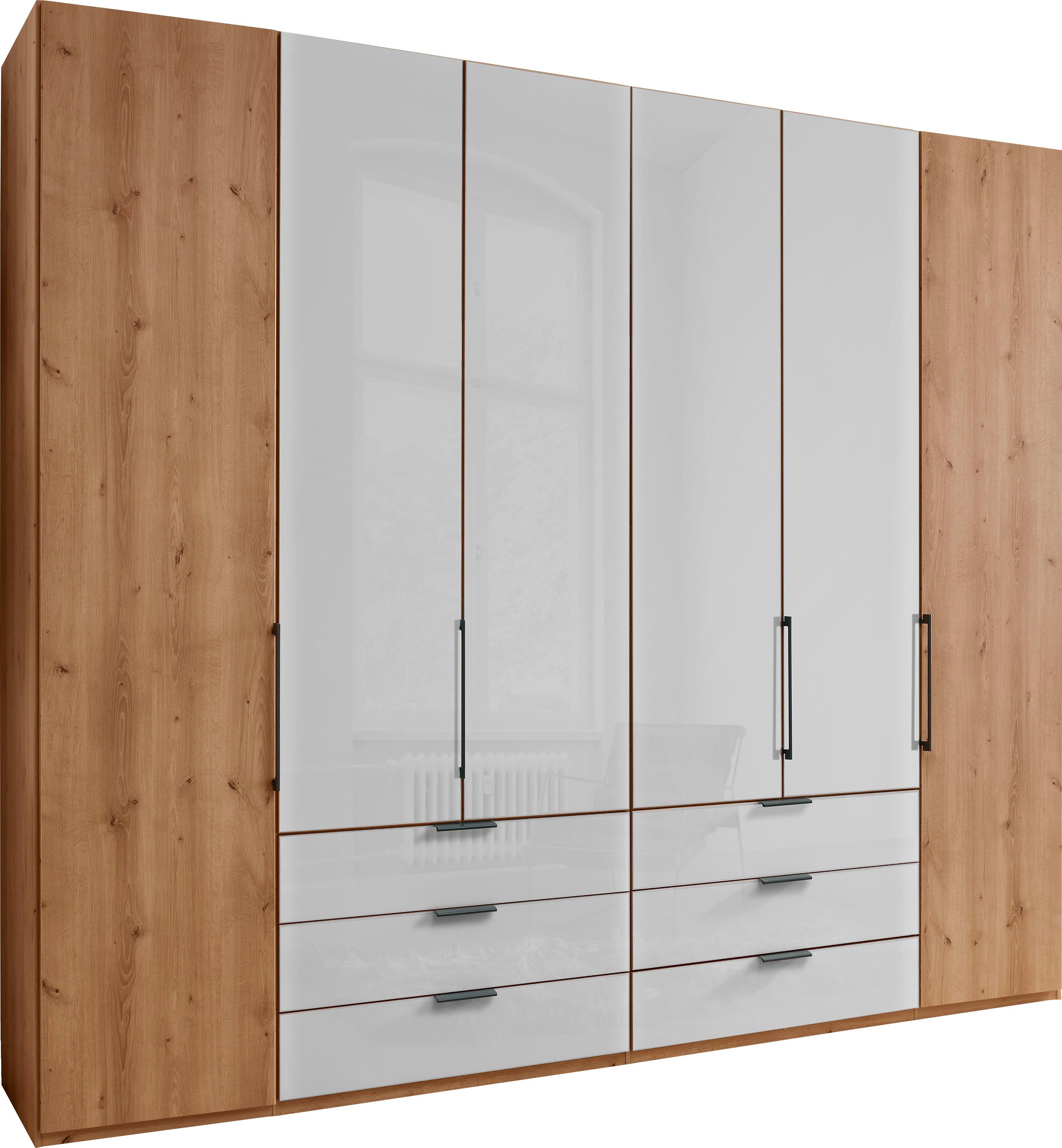 WIEMANN Kleiderschrank Monaco mit Teil-Glasfront sowie hochwertige Beschläge inkl. Dämpfung