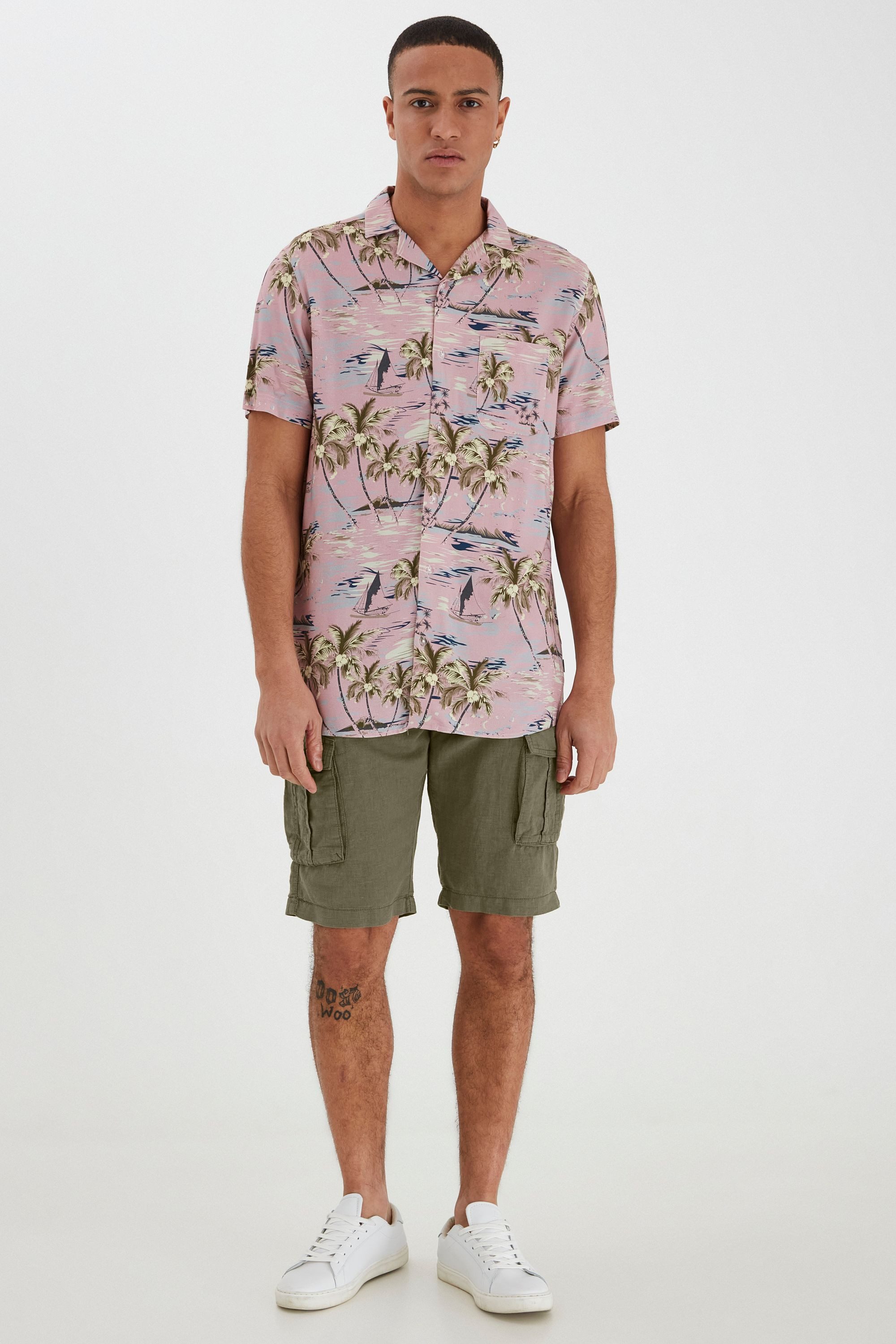 !Solid Cargoshorts !SOLID Kurze Hose aus Leinenmix