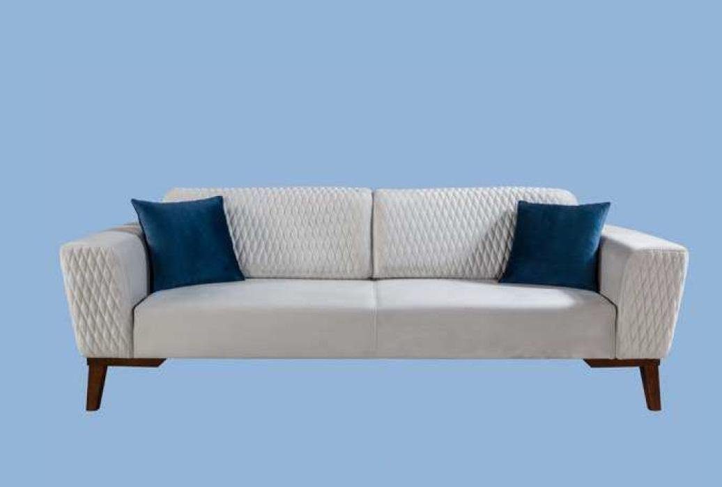 JVmoebel Sofa Dreisitzer Luxus Sofa 3 Sitzer Sofas Sitzer Stoff Weiß Wohnzimmer Neu, Made in Europe