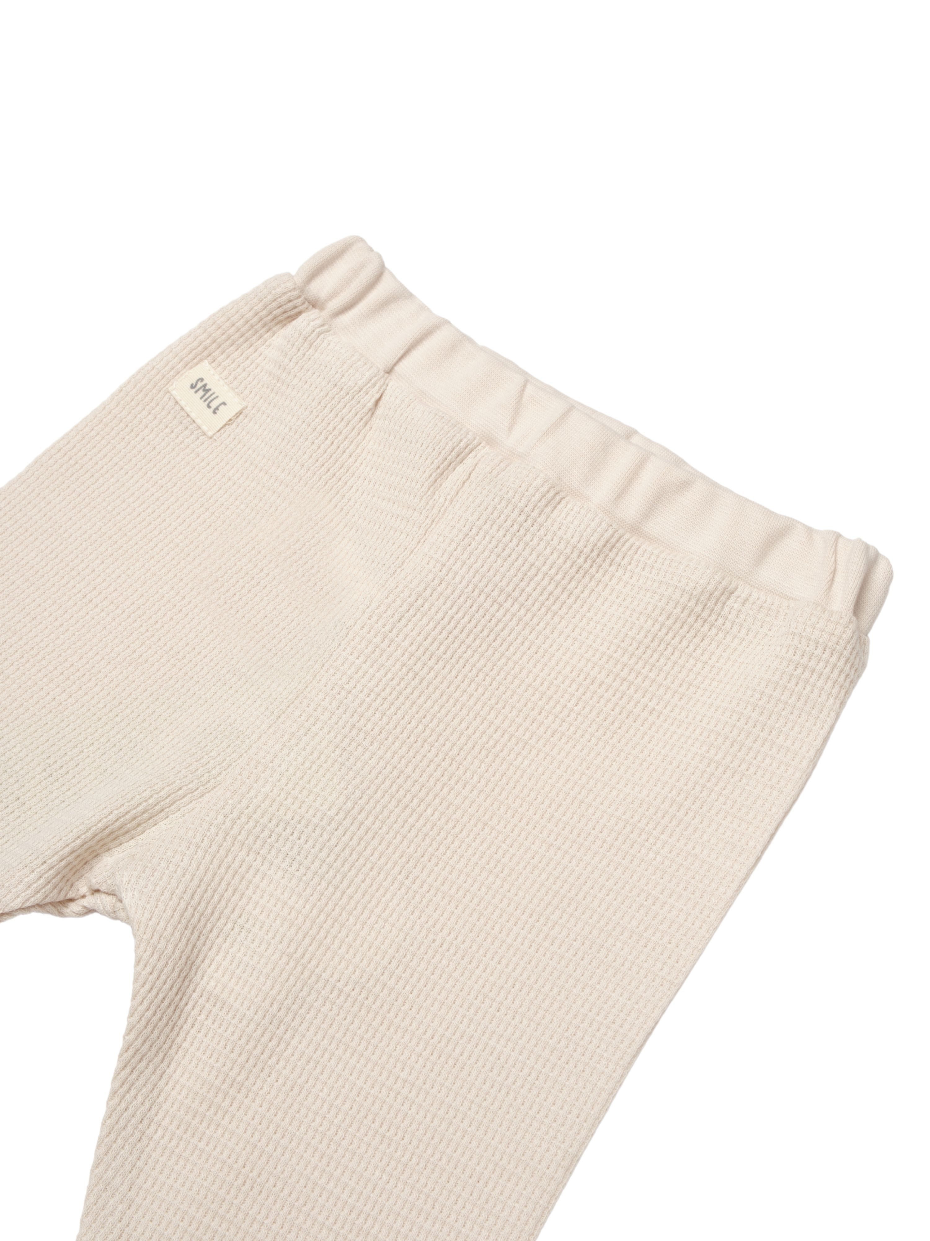 biorganic Funktionshose Baby Waffle Smile für Jungen und Mädchen Unisex Hose mit Fuß (1-tlg) Waffelmuster, Bio-Baumwolle, Größe 56- 74