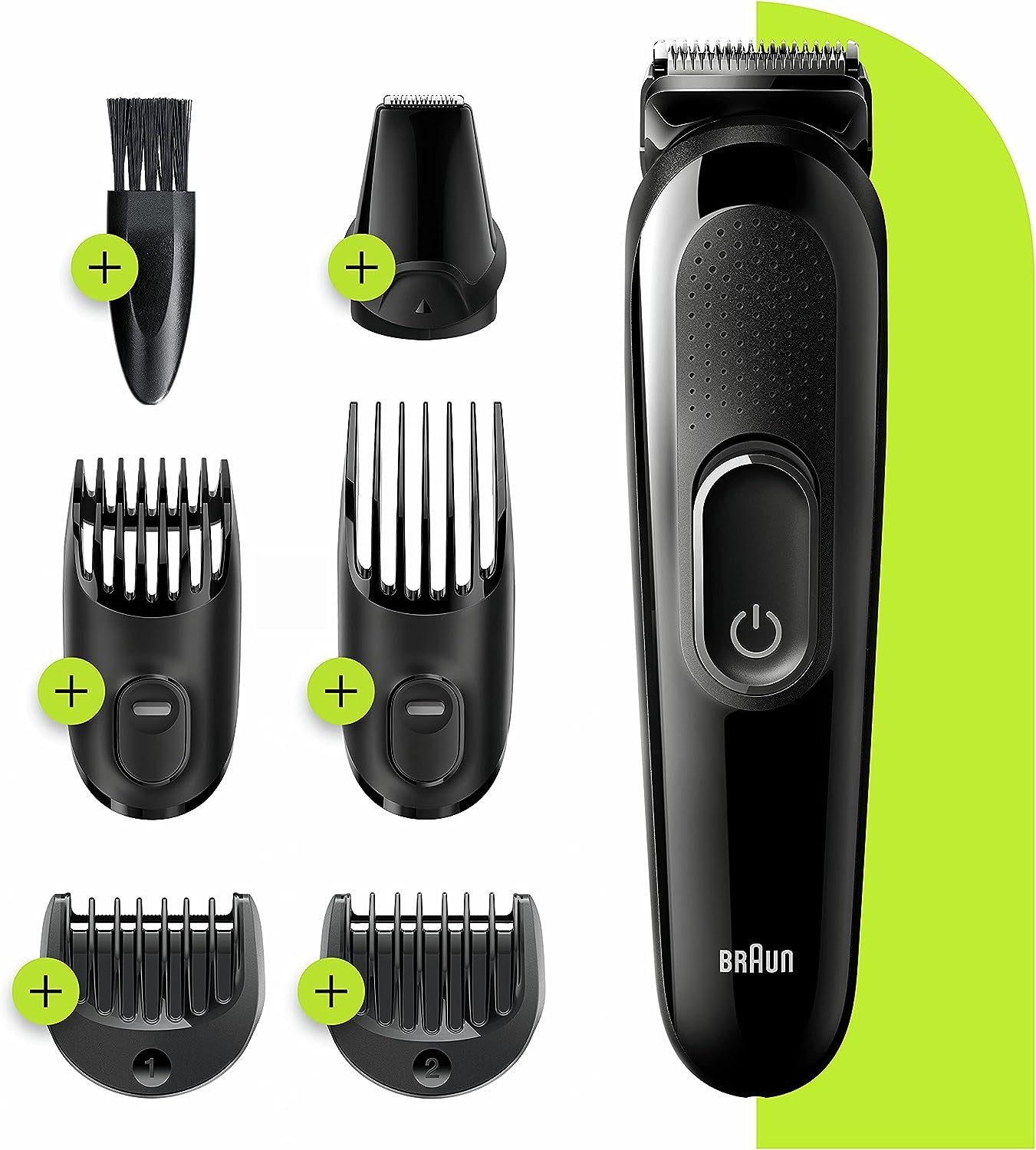 Braun Multifunktionstrimmer Braun 6-in-1 Bartschneider, mit Haar- und Nasentrimmer, Styling-Set, Set für Bart, 6-1 Styling KIT, Wiederverwendbar, langgiebig, leicht zu bedienen, lange Akku Zeit