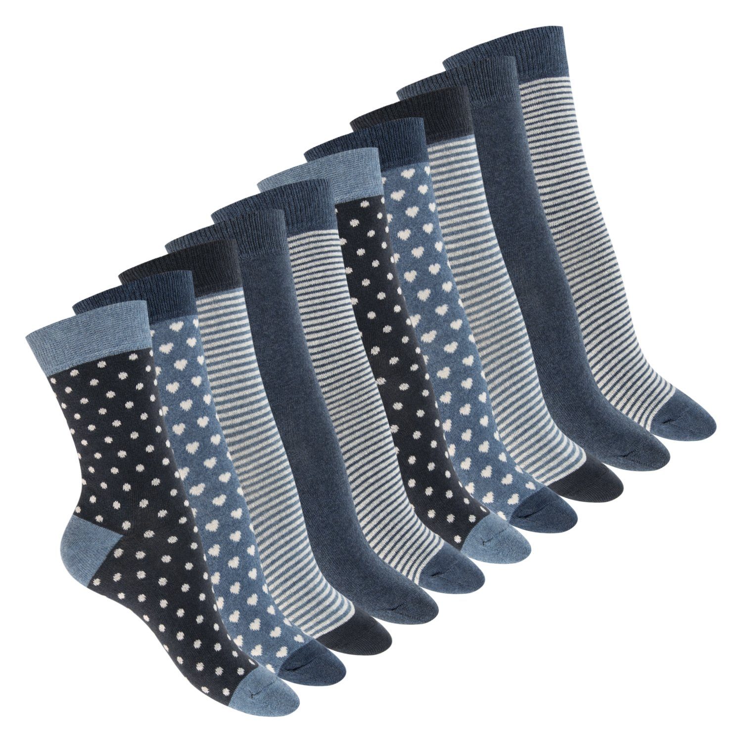 Basicsocken Süße Damen Eco Socken mit Motiv (10 Paar) Regenerative Baumwolle