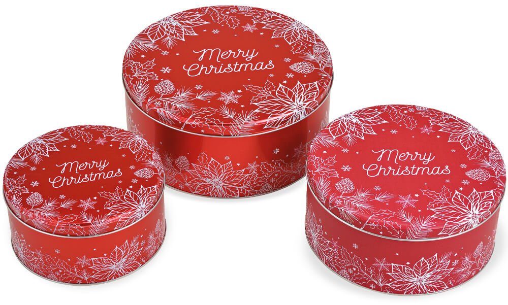 rot & (1-tlg) mit Plätzchendosen Vorratsdose Set, HOBBY matches21 HOME Deckel 3er CHRISTMAS MERRY weiß Metall,