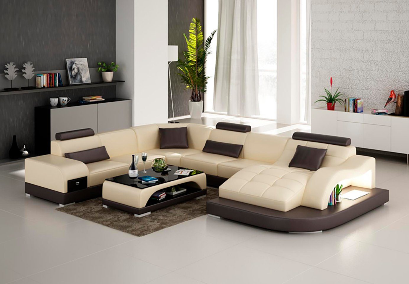 außergewöhnlich JVmoebel Ecksofa, Ledersofa Design Ecksofa Sofa Couch Eck Wohnlandschaft Modern