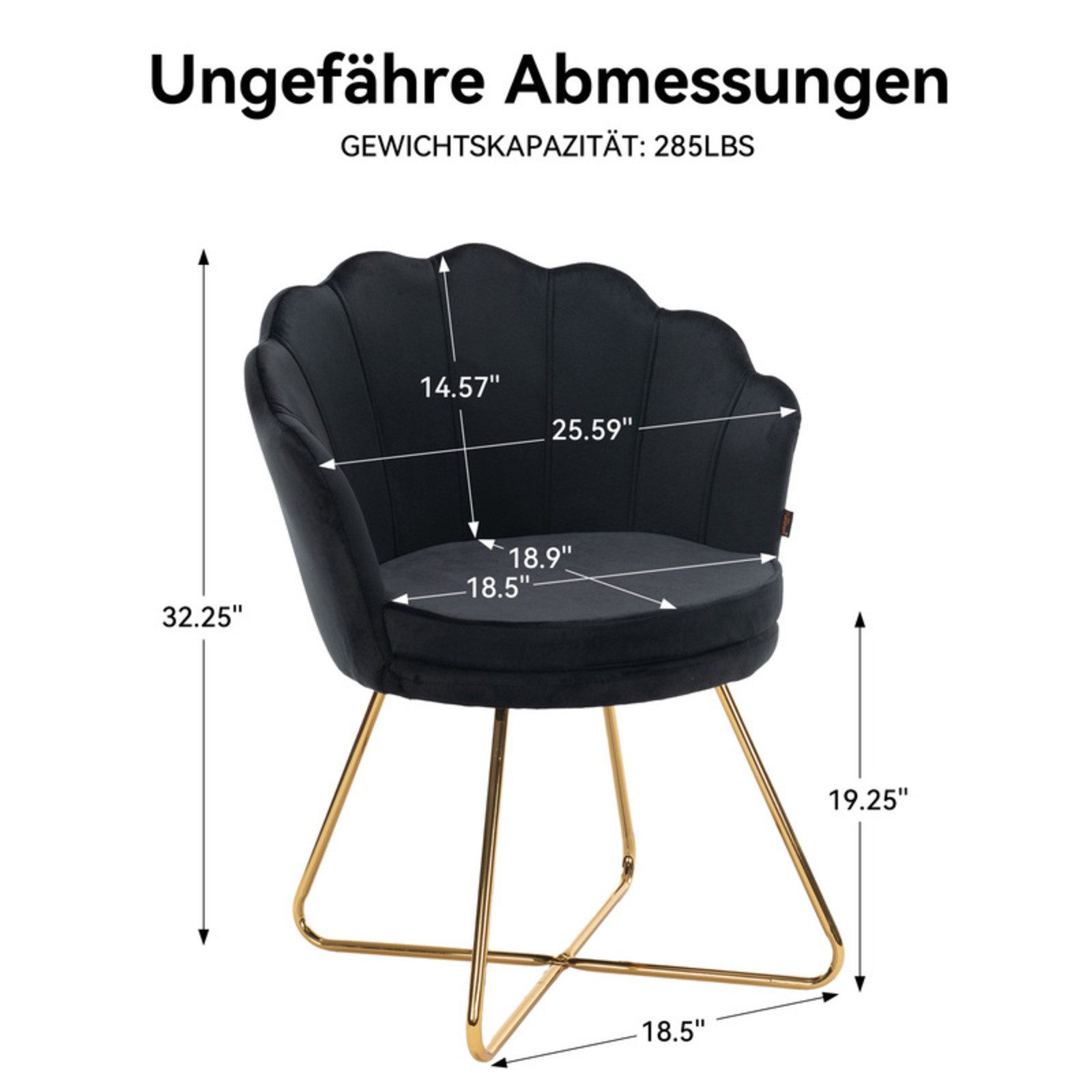 HawthyHome Polsterstuhl Polstersessel mit Blütenblatt-Rückenlehne & Goldene günstig online kaufen