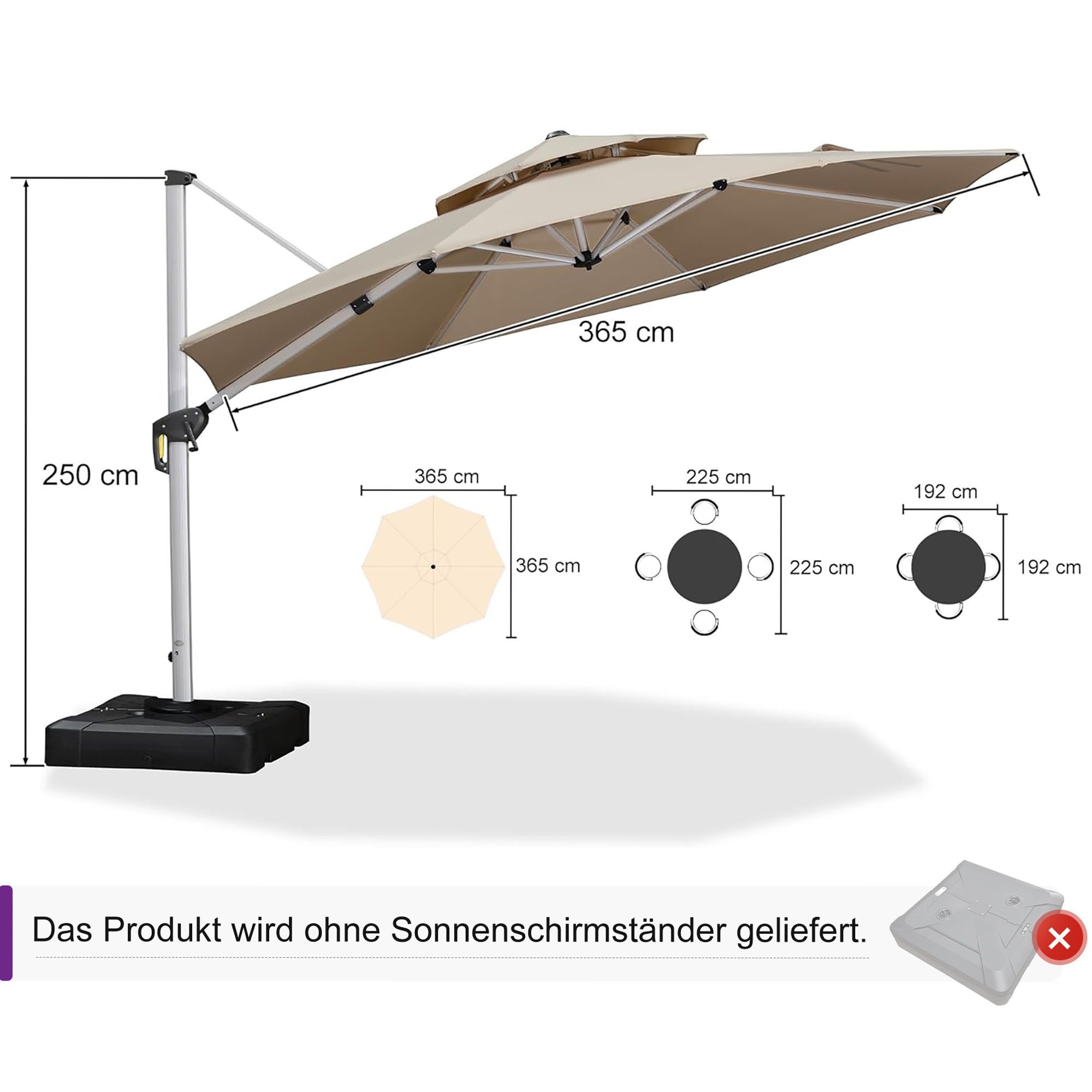 PURPLE LEAF Ampelschirm Rundes luxuriöses Außenbereich günstig online kaufen