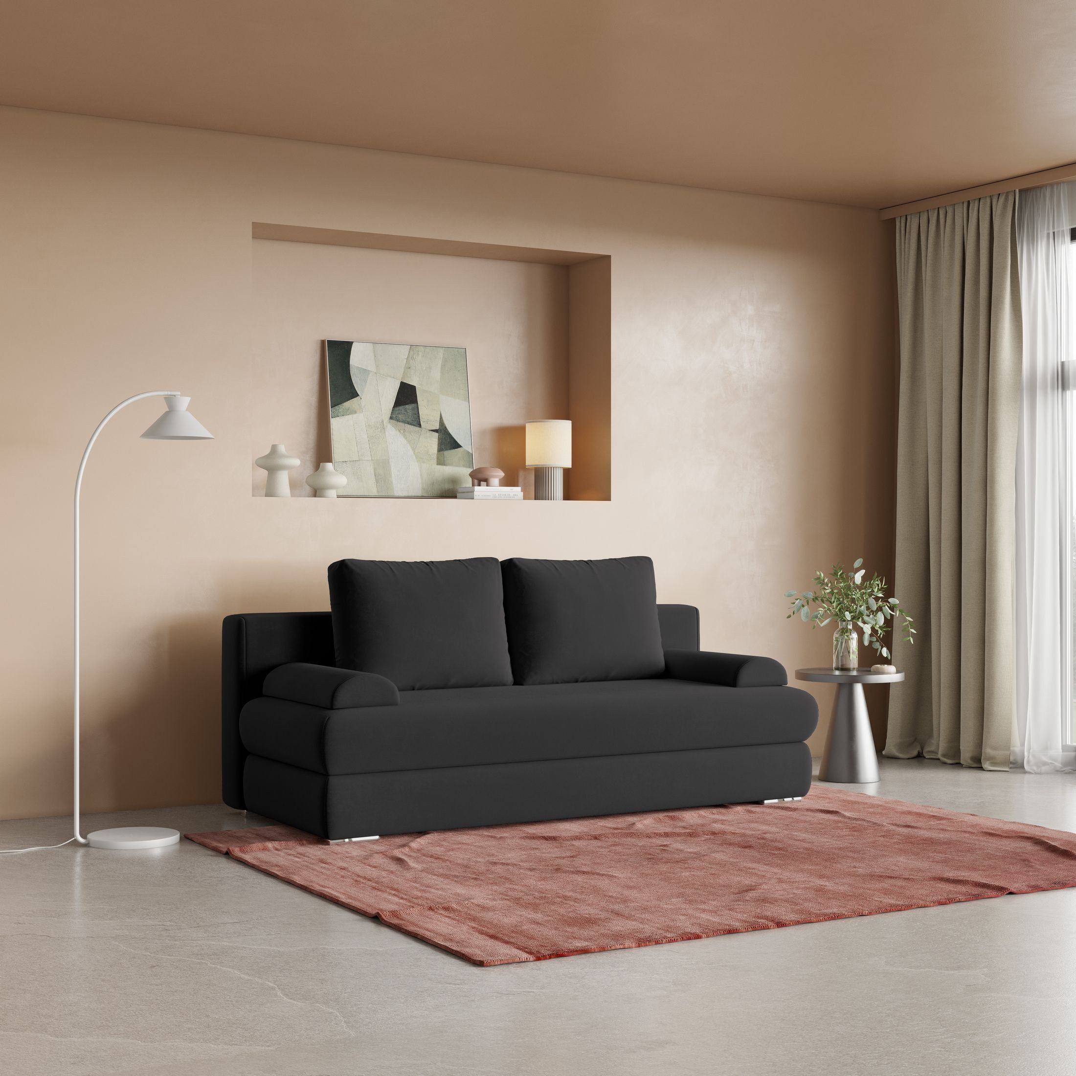 Masseno Sofa ASPERO mit Schlaffunktion, Schlafsofa, Couch mit Bettkasten