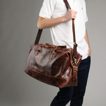 SID & VAIN Reisetasche Leder Weekender Unisex YALE, Echtleder Reisegepäck für Damen & Herren, Sporttasche XL braun-cognac