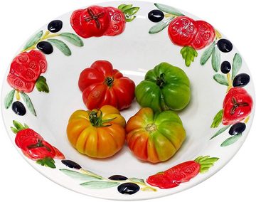 Lashuma Obstschale Tomate Olive, Keramik, (1-tlg), Pasta Schüssel rund Ø 27 mit Relief Dekor