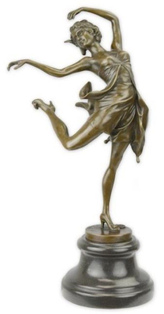 Bronzefigur Schwarz Padrino cm H. Skulptur Dekofigur - / Tänzerin Accessoires Dekofigur Casa x x Luxus Bronzefarben mit Jugendstil Bronze 15,1 - Deko Marmorsockel - 20 38,2