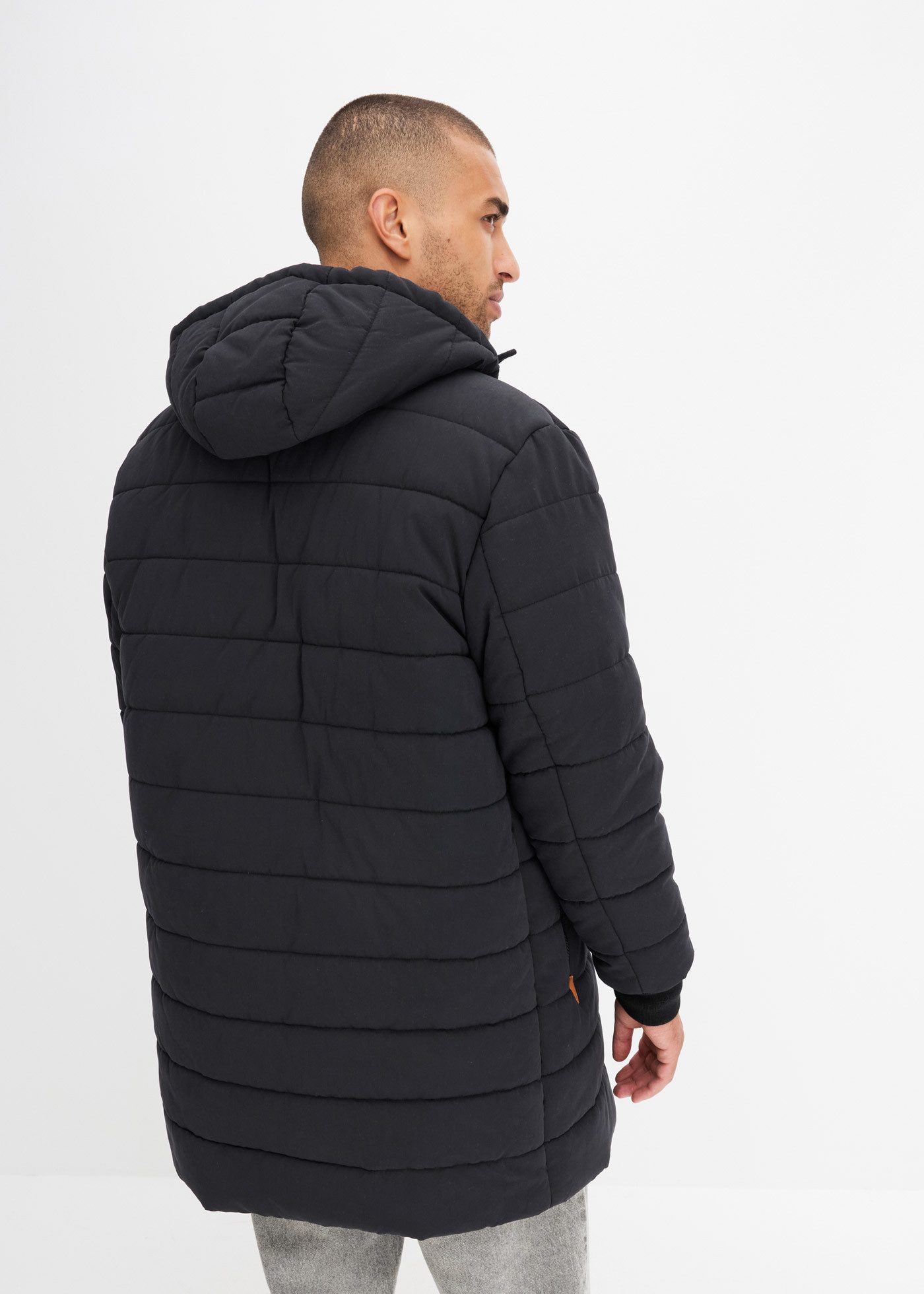 bonprix Steppjacke mit Lederimitat-Details, wärmende Wattierung, Regular Fit