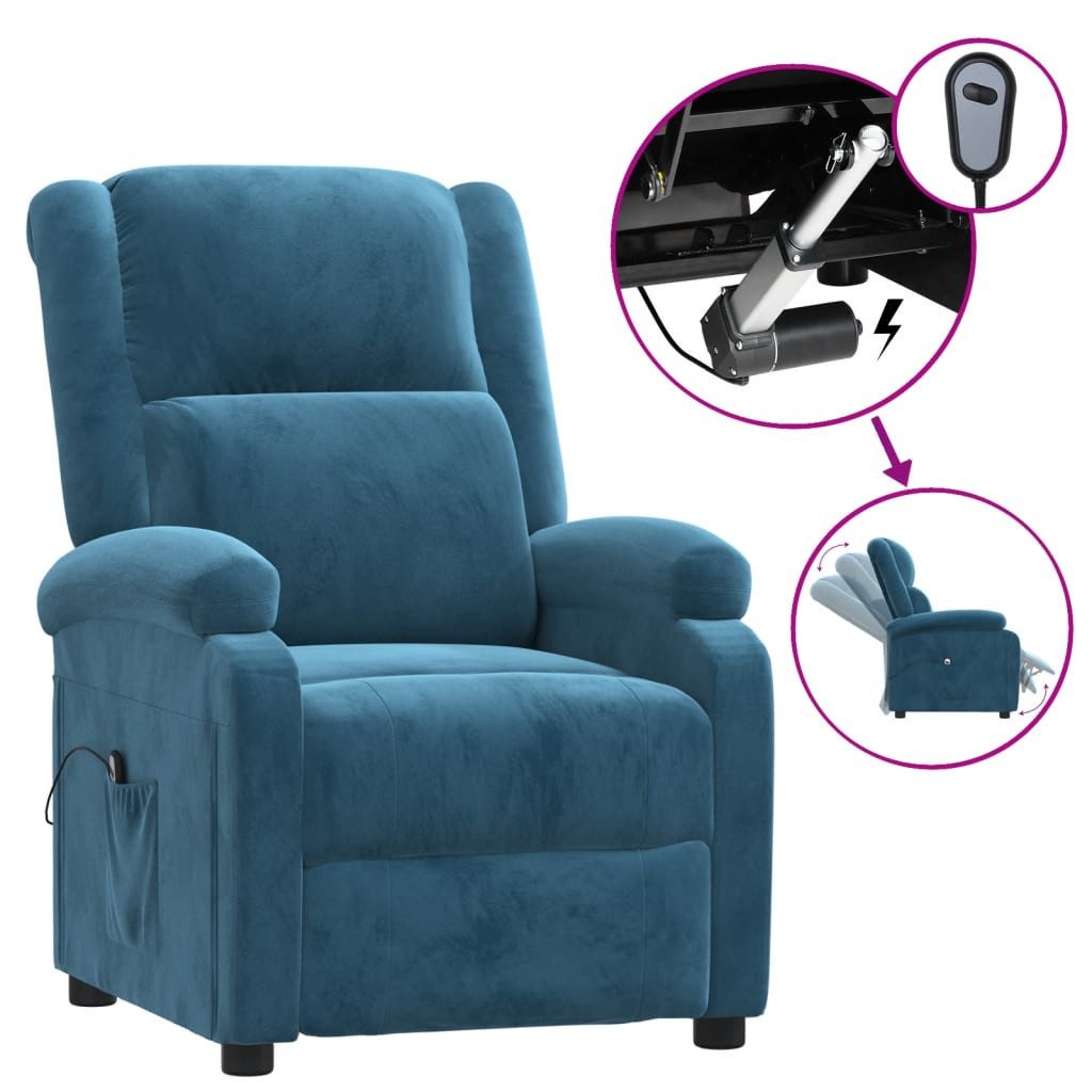 vidaXL Sessel Relaxsessel Elektrisch Blau Samt günstig online kaufen