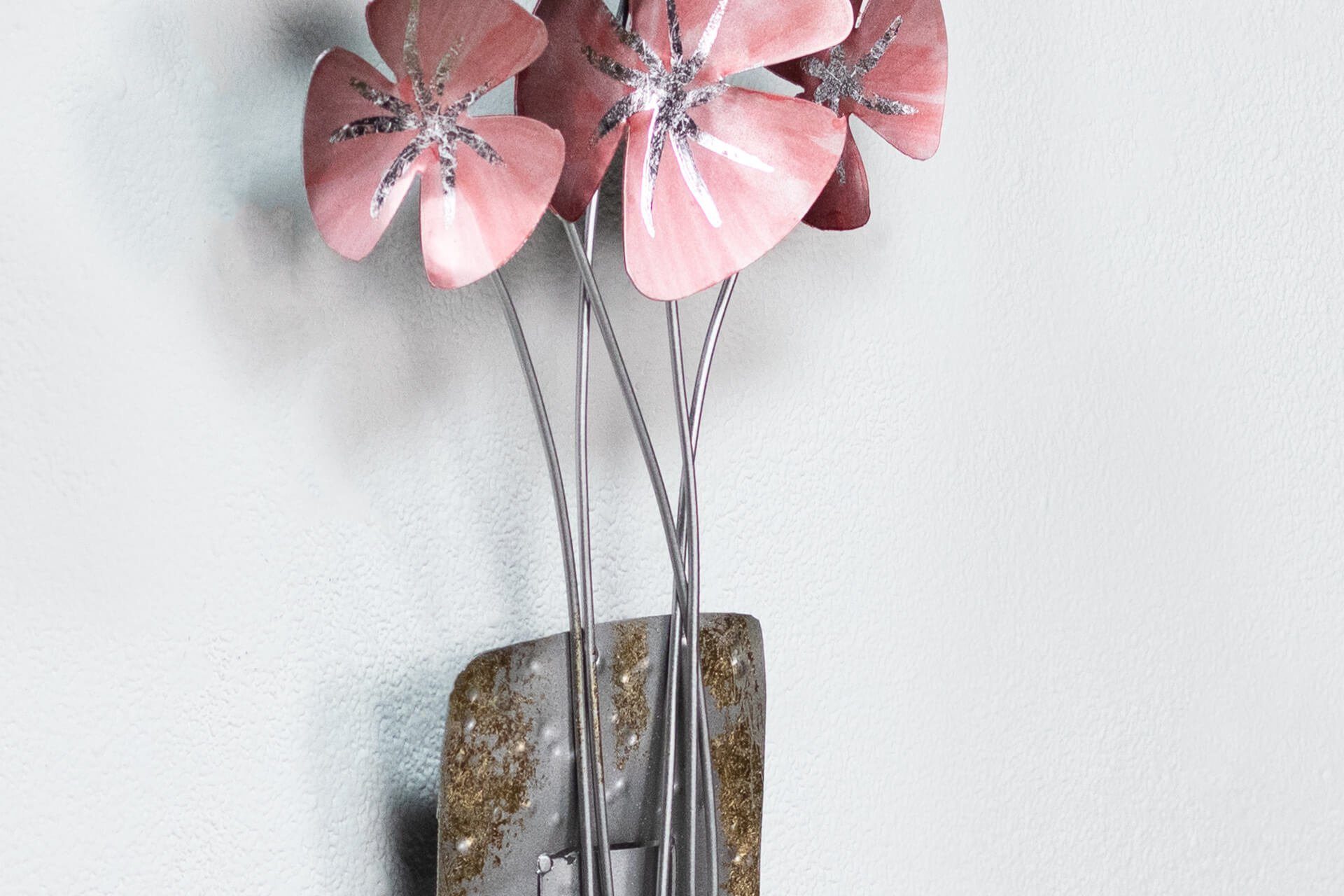 30x90x4 Blumengruß Metall cm, Wanddeko Wanddekoobjekt KUNSTLOFT handgefertigte