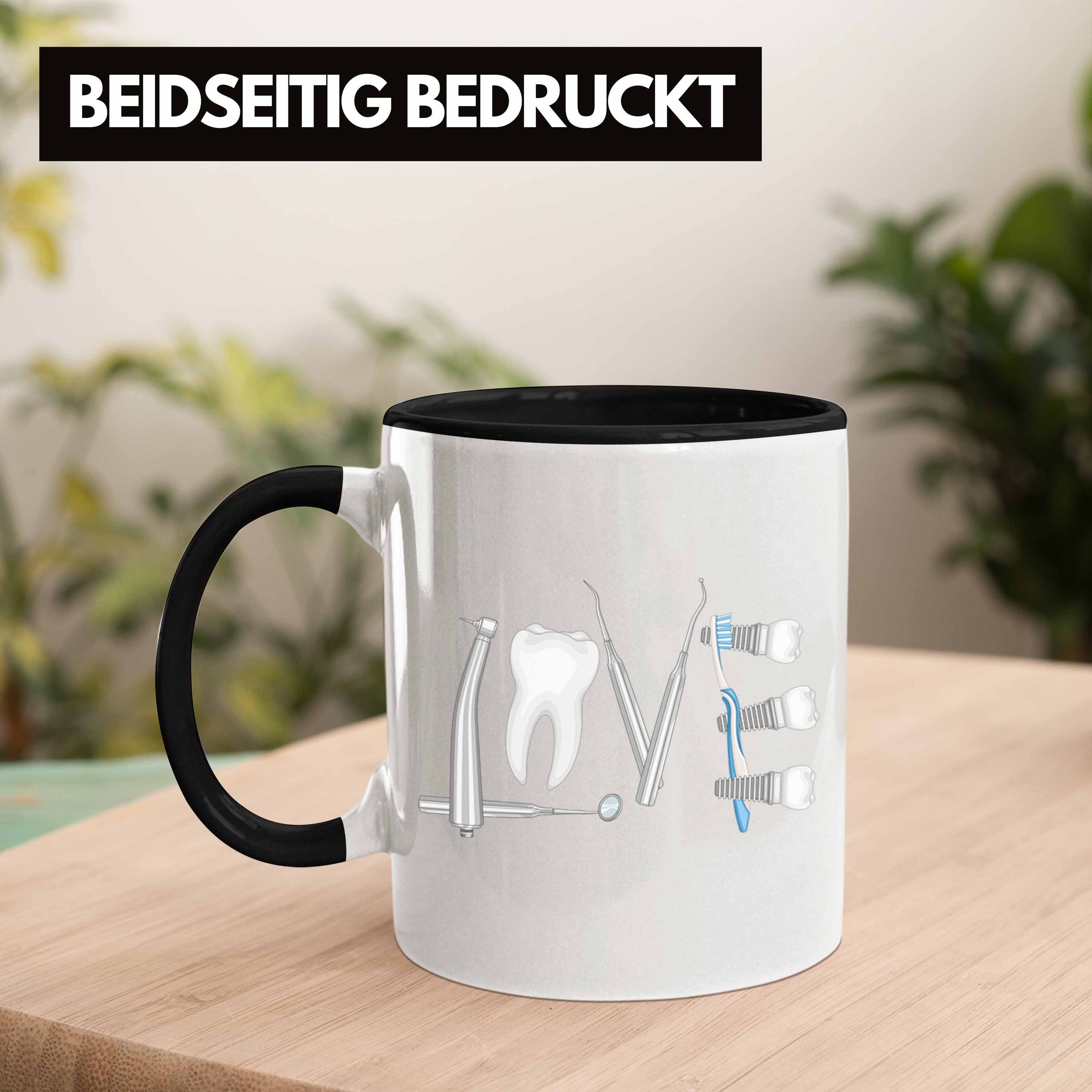 Geschenk Tasse - - Trendation Tasse Schwarz Lustig Zahnarzthelferin Fachangestellte Zahntechniker Zahntechniker Zahnarzt Trendation Geschenkidee Love Zahnmedizinische Zahnärztin Praxis