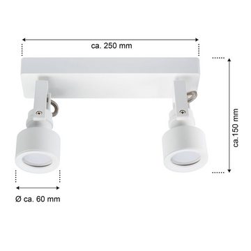LEDANDO LED Deckenspots LED Deckenleuchte Adnos 2-flammig - weiß - GU10 - Spotleuchte - Spots