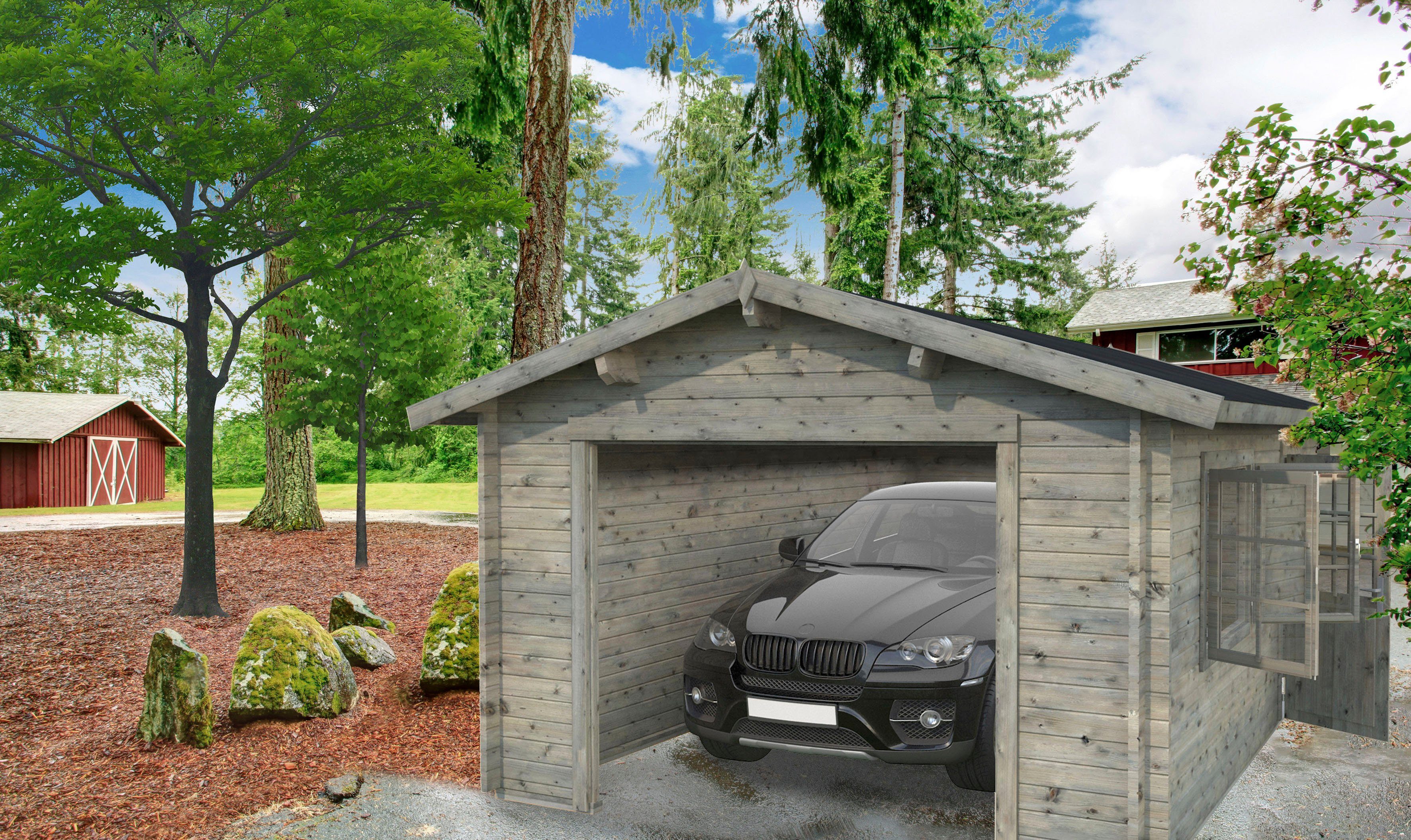 Palmako Garage Irene/Roger, BxTxH: 426x598x276 cm, ohne Tor, grau
