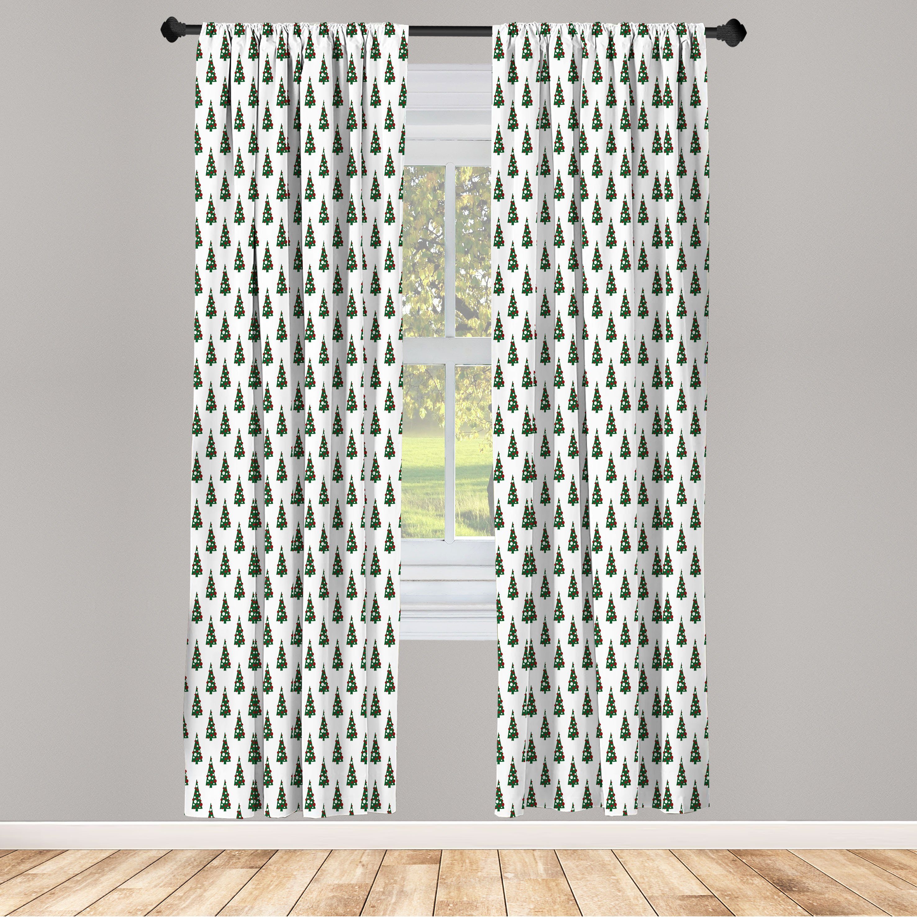 Gardine Vorhang für Wohnzimmer Schlafzimmer Dekor, Abakuhaus, Microfaser, Geometrisch Xmas Tree Pattern
