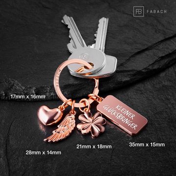 FABACH Schlüsselanhänger 3 Charms mit Gravur - Kleiner Glücksbringer - Schutzengel Geschenk