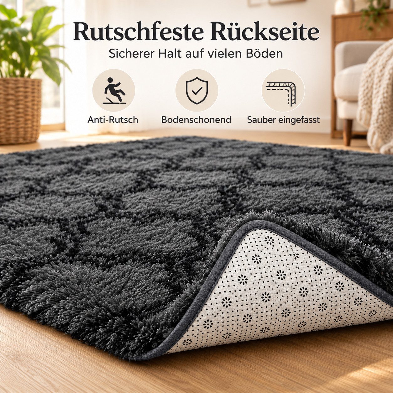 Lochas Hochflor-Teppich Hochflor-Teppich Shaggy, weich, waschbar und tierfreundlich – Bild 5 von 5