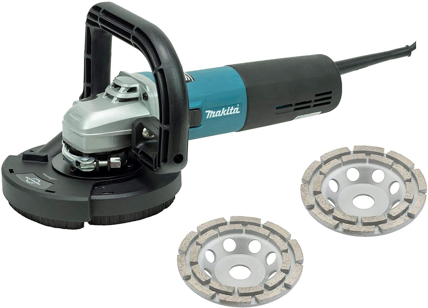 Makita / Trongaard Winkelschleifer / Sanierungsfräse-Set / 1.400W / 125mm mit Drehzahlregelung, (Komplett-Set)