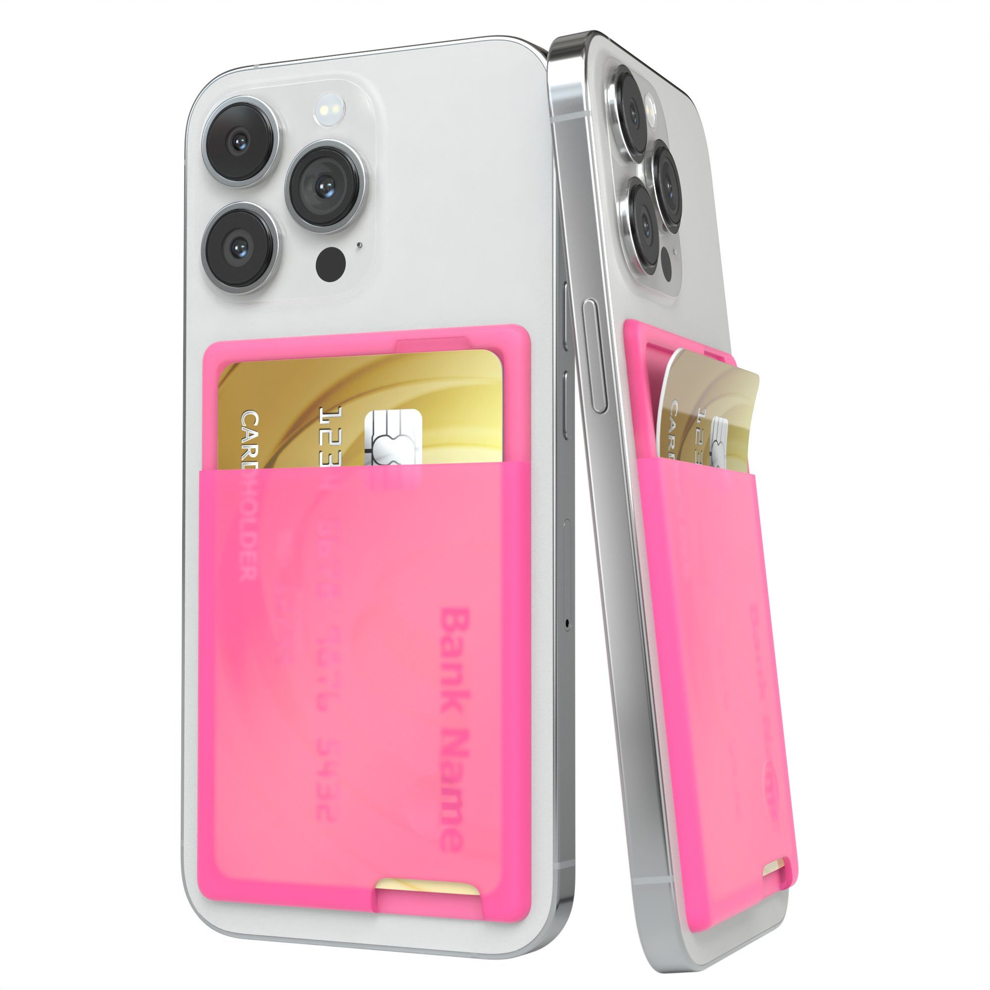 EAZY CASE Smartphone-Hülle Smartphone Cardholder Silicon, Silikon Kartenetui selbstklebend Kreditkarten Etui Handyhülle Pink