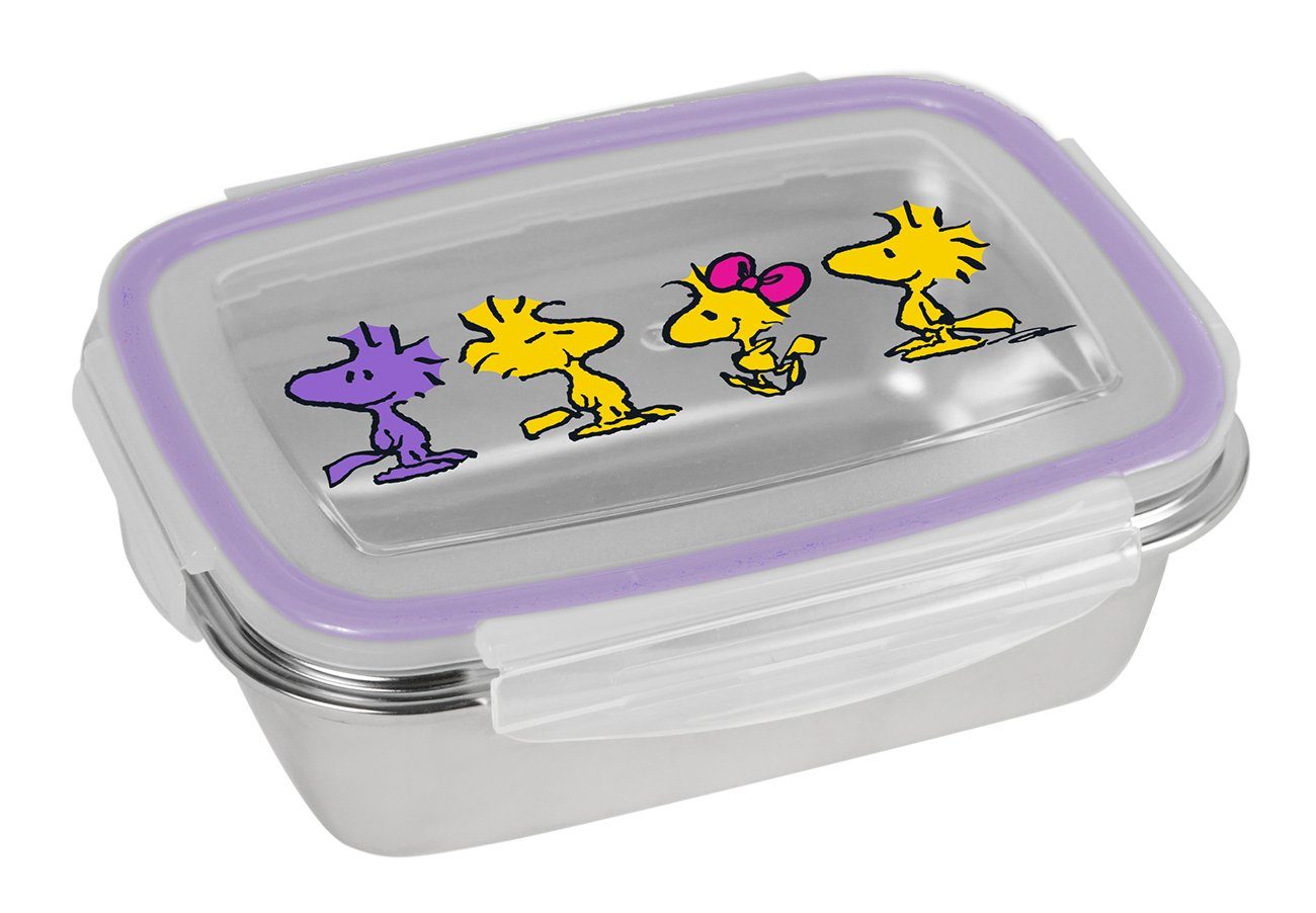 Geda Labels GmbH Lunchbox Peanuts Woodstock, Edelstahl, (1-tlg), Lila, 550 ml, luftdicht und auslaufsicher