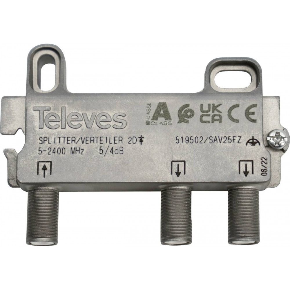 Televes Televes SAV25FZ 2-fach Verteiler für Antennen. Dachantenne, Diodenentkoppelt für bessere Leistung