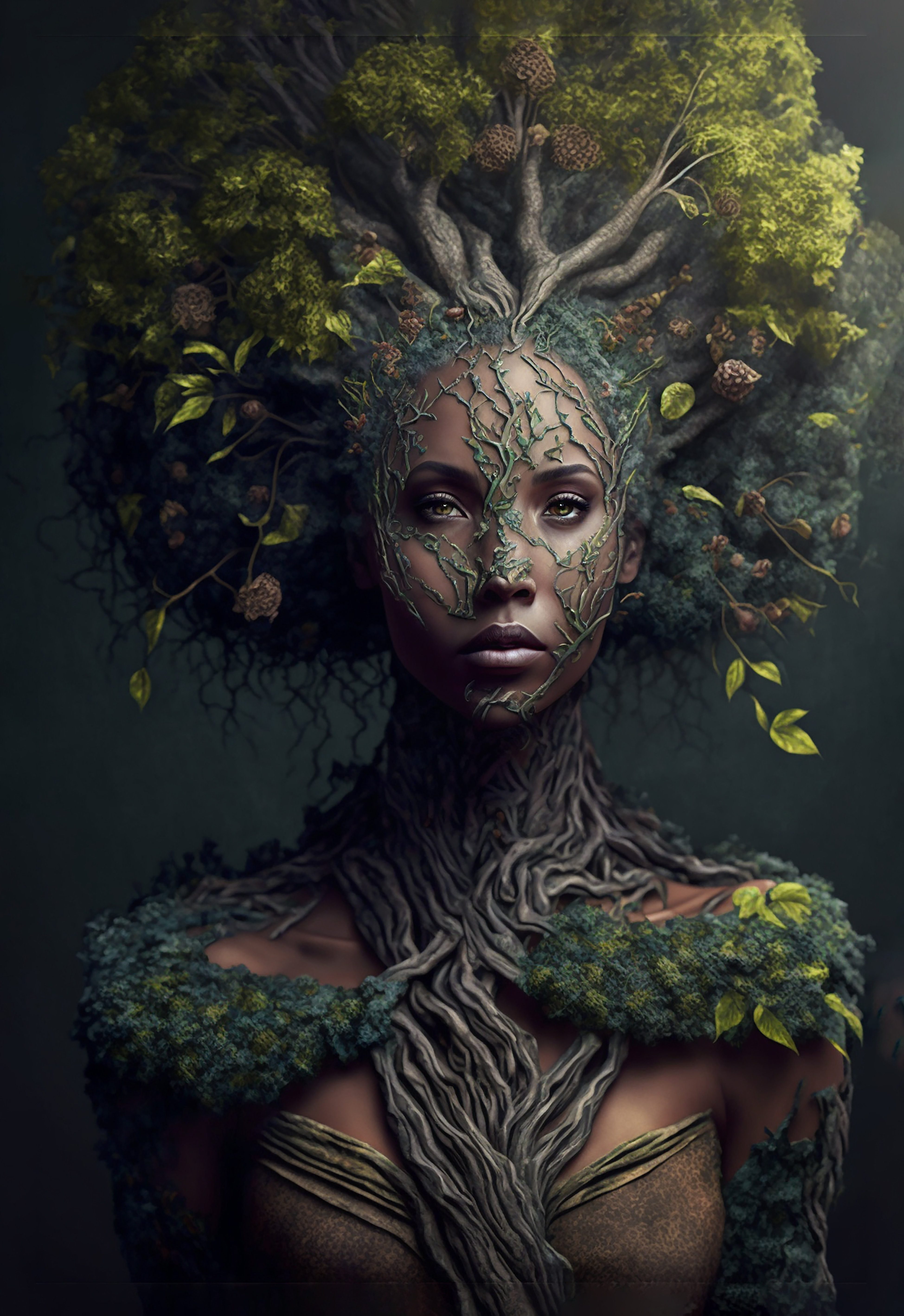 Affengeilebilder Leinwandbild Treewoman by Catill auf Keilrahmen gespannt, (1 St), Kunstdruck Wandbild Bild in verschiedenen Formaten