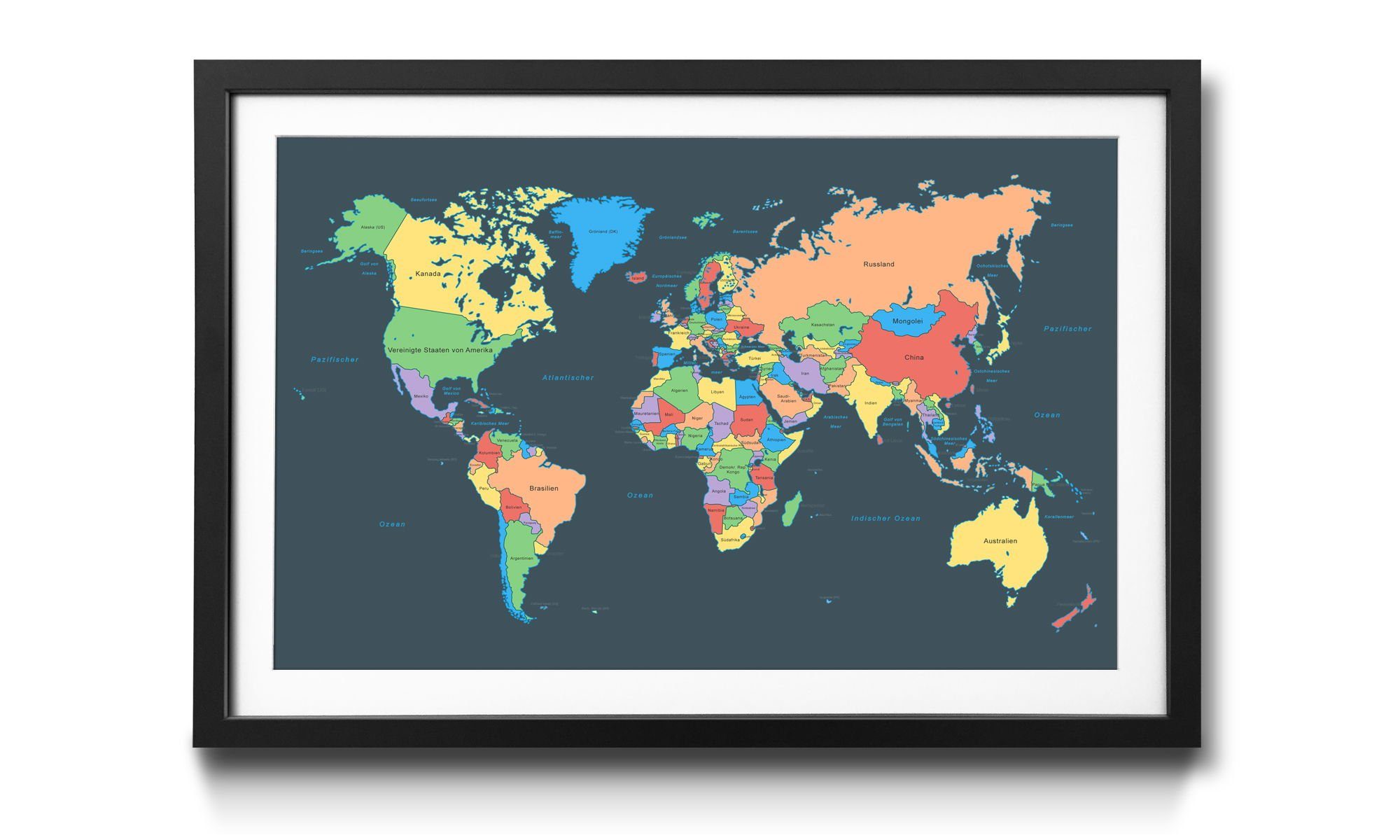 Weltkarte, Größen Wandbild, erhältlich 4 Map, WandbilderXXL Kunstdruck Colorful in