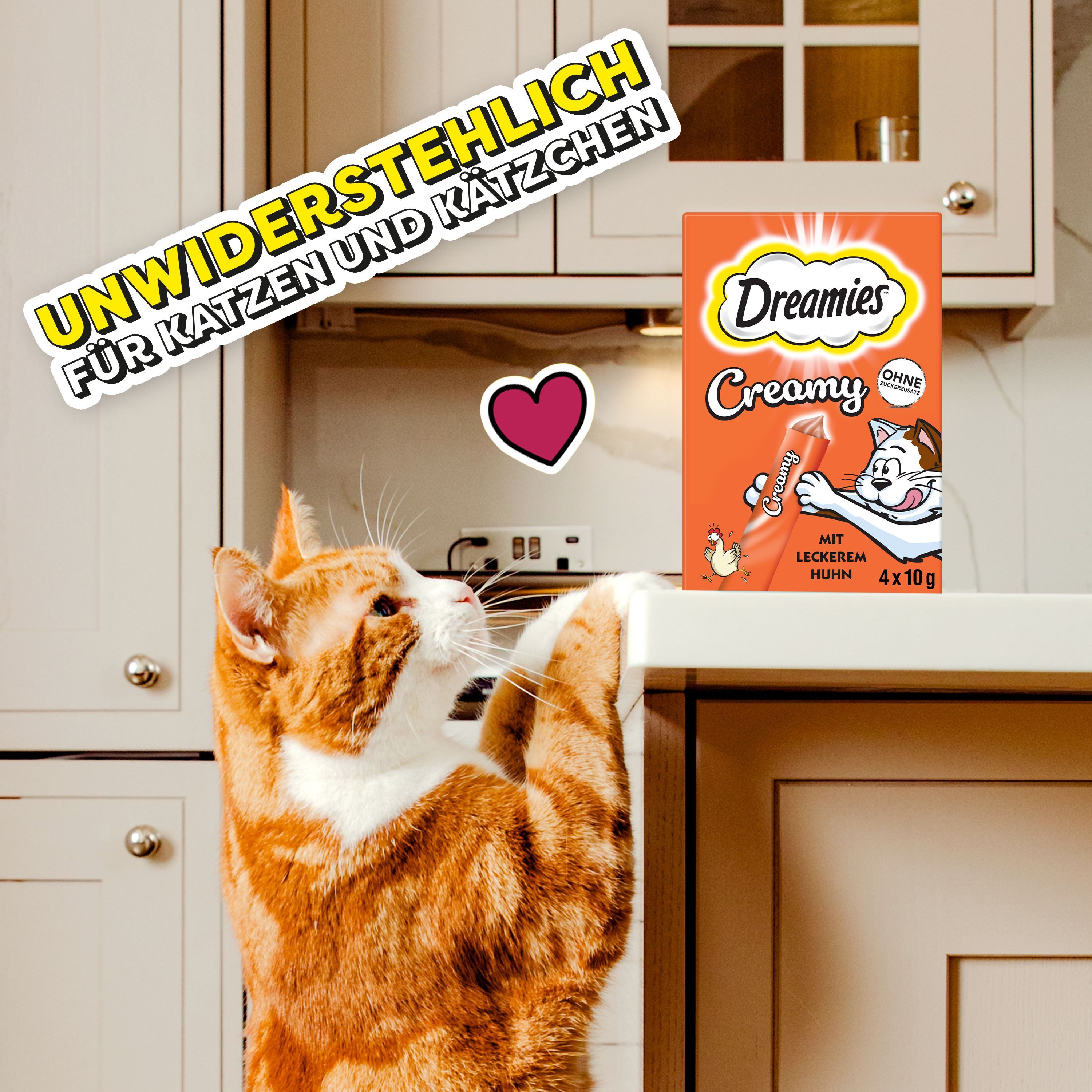 Dreamies DREAMIES™ CREAMY Multipack Huhn 22 x 4 x 10g, Snack für: Katze