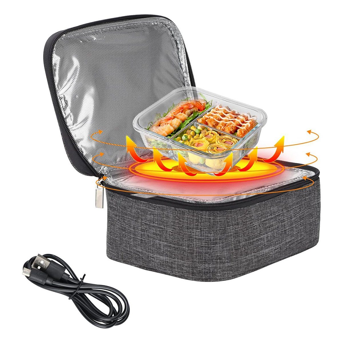 götäzer Thermobehälter Tragbare Lunchbox zum Kühlen/Heizen von Lebensmitteln, (1-tlg), USB-Anschluss, tragbar. Geeignet für Büro, Reisen