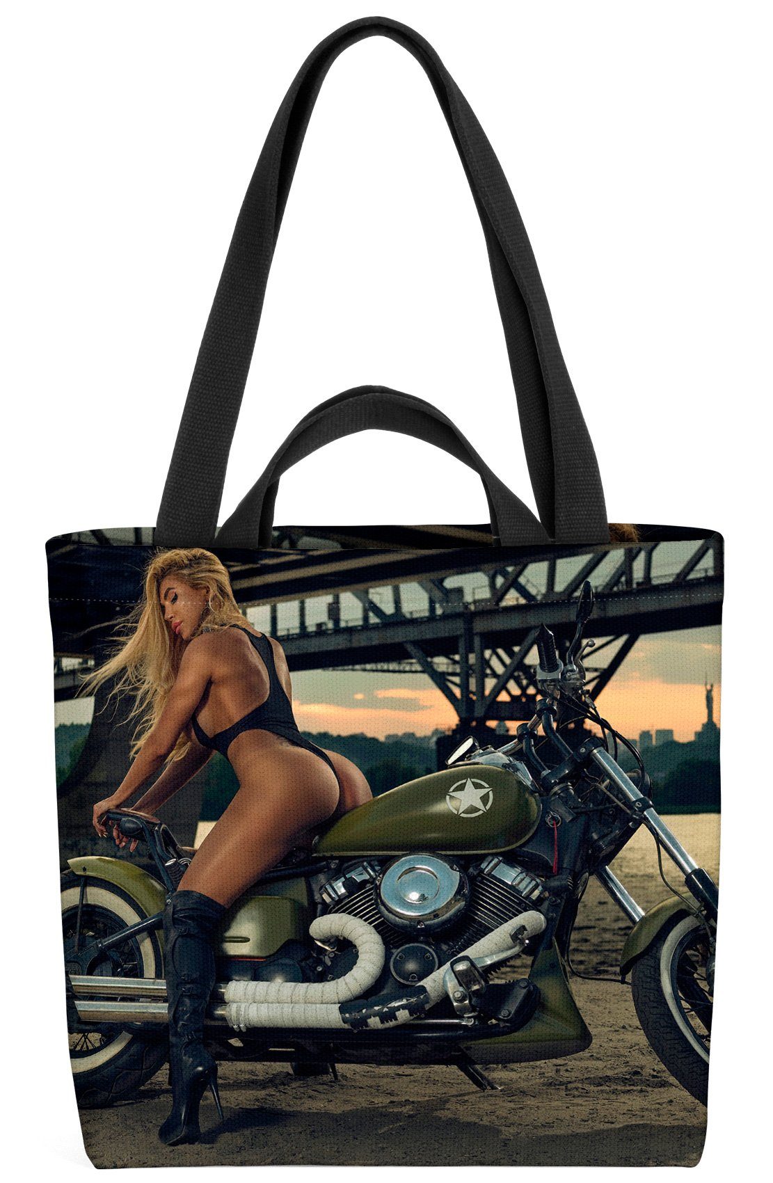 rennen Auspuff up Frau Metall Henkeltasche (1-tlg), pin Blondine motor VOID bike Sexy Motorrad m