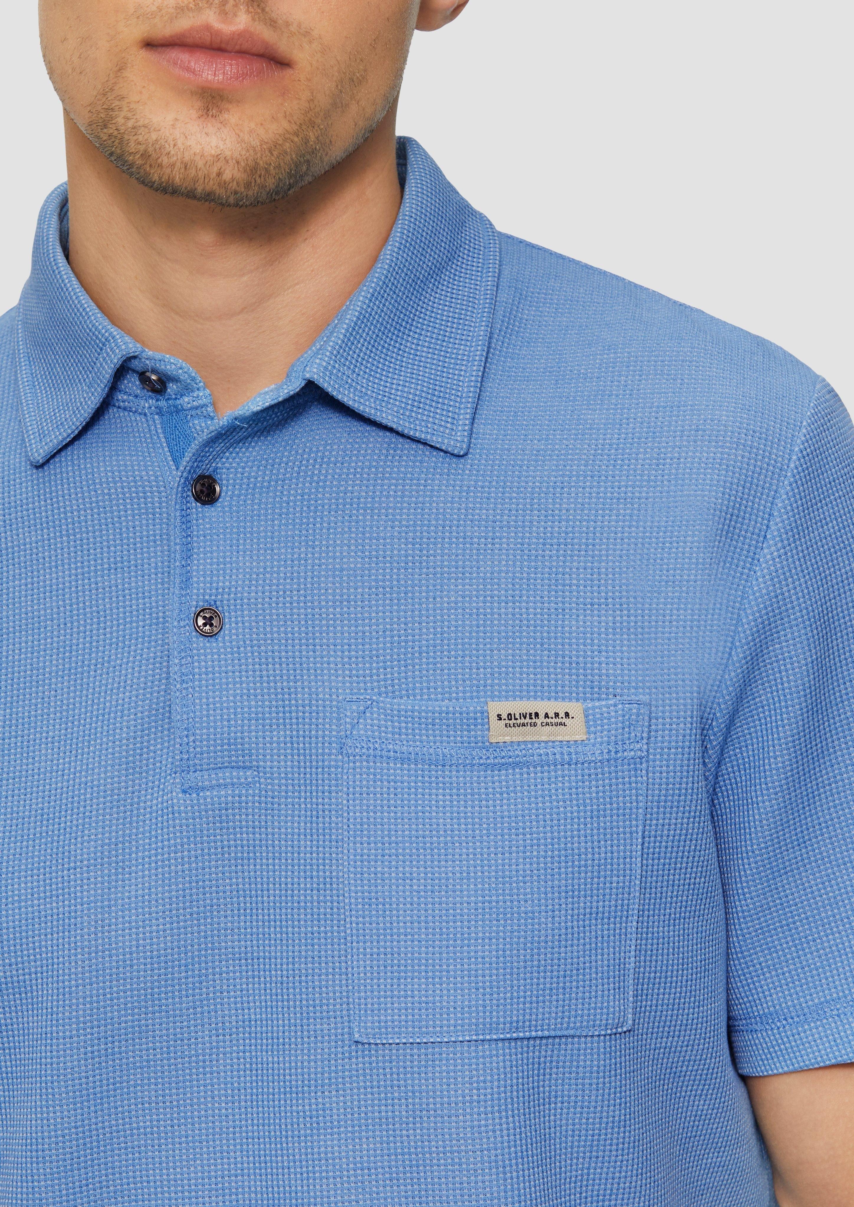 s.Oliver Kurzarmshirt Poloshirt aus zweifarbigem Waffelpiqué günstig online kaufen