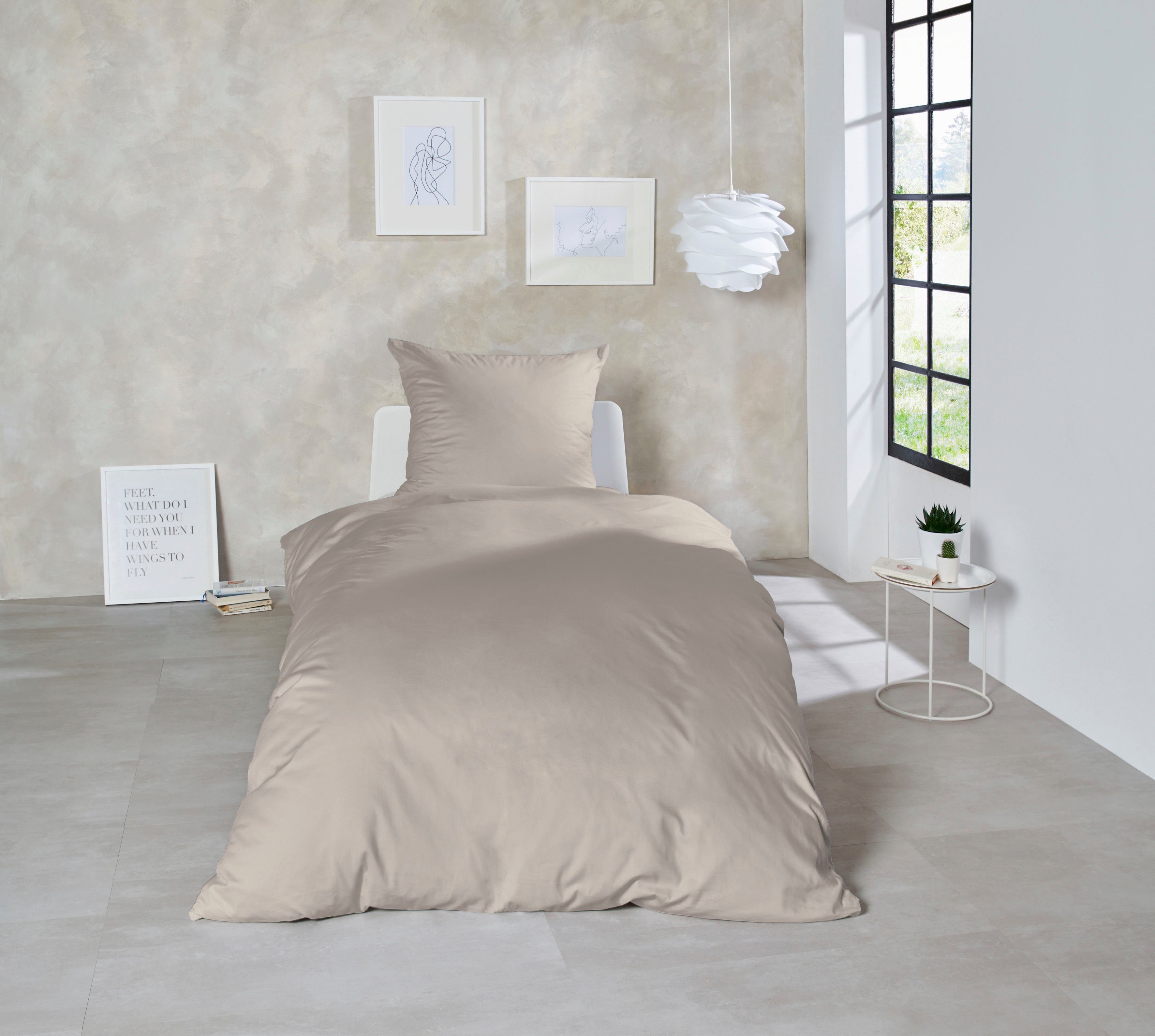Primera Bettwäsche Uni Luxus-Satin in Gr. 135x200, 155x220 oder 200x200 cm, Satin, 3 teilig, Bettwäsche aus Baumwolle, unifarbene Bettwäsche mit Reißverschluss – Bild 4 von 5