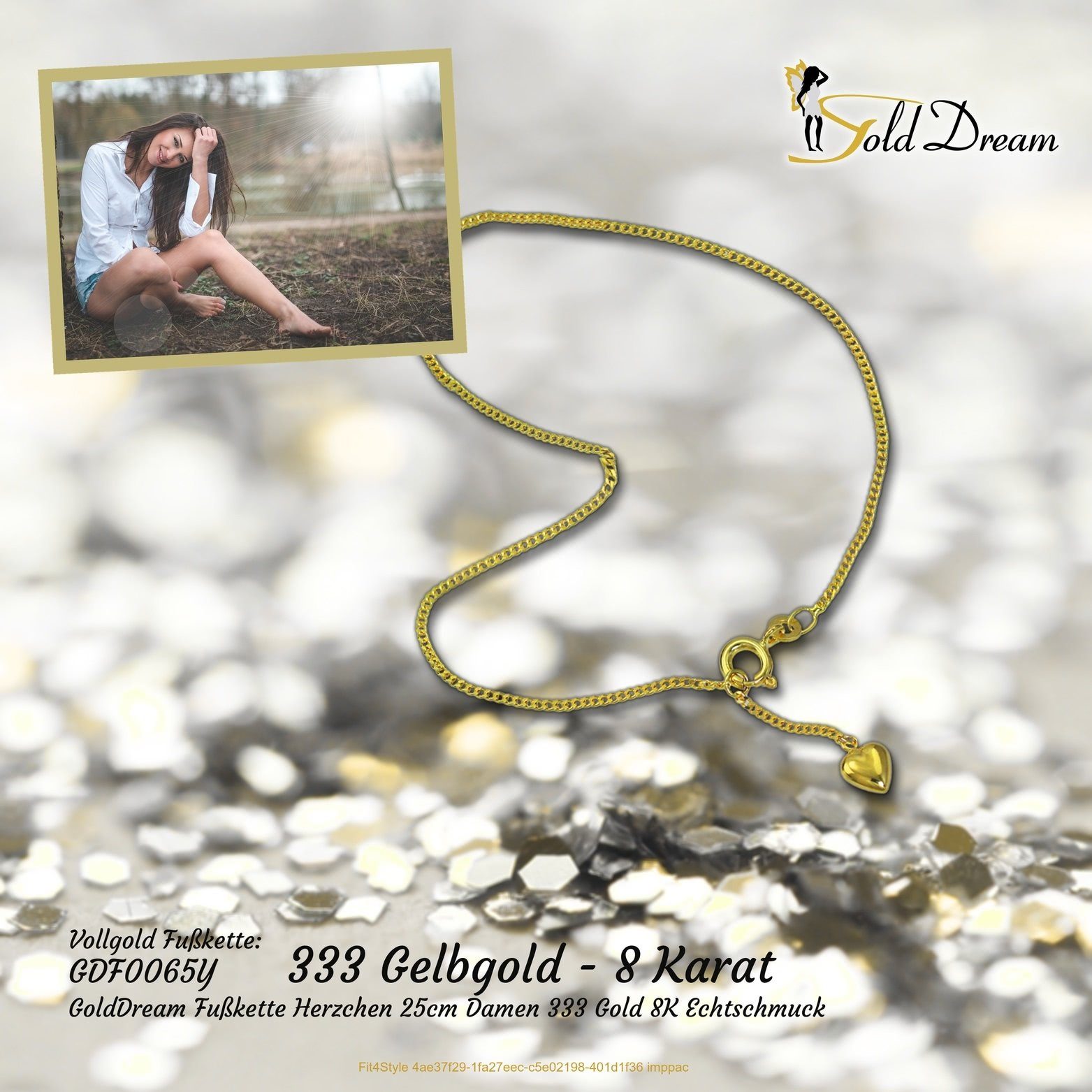 GoldDream Fußkette GoldDream Fußkette 333er Gelbgold 25cm, Echtgold Fußkett günstig online kaufen