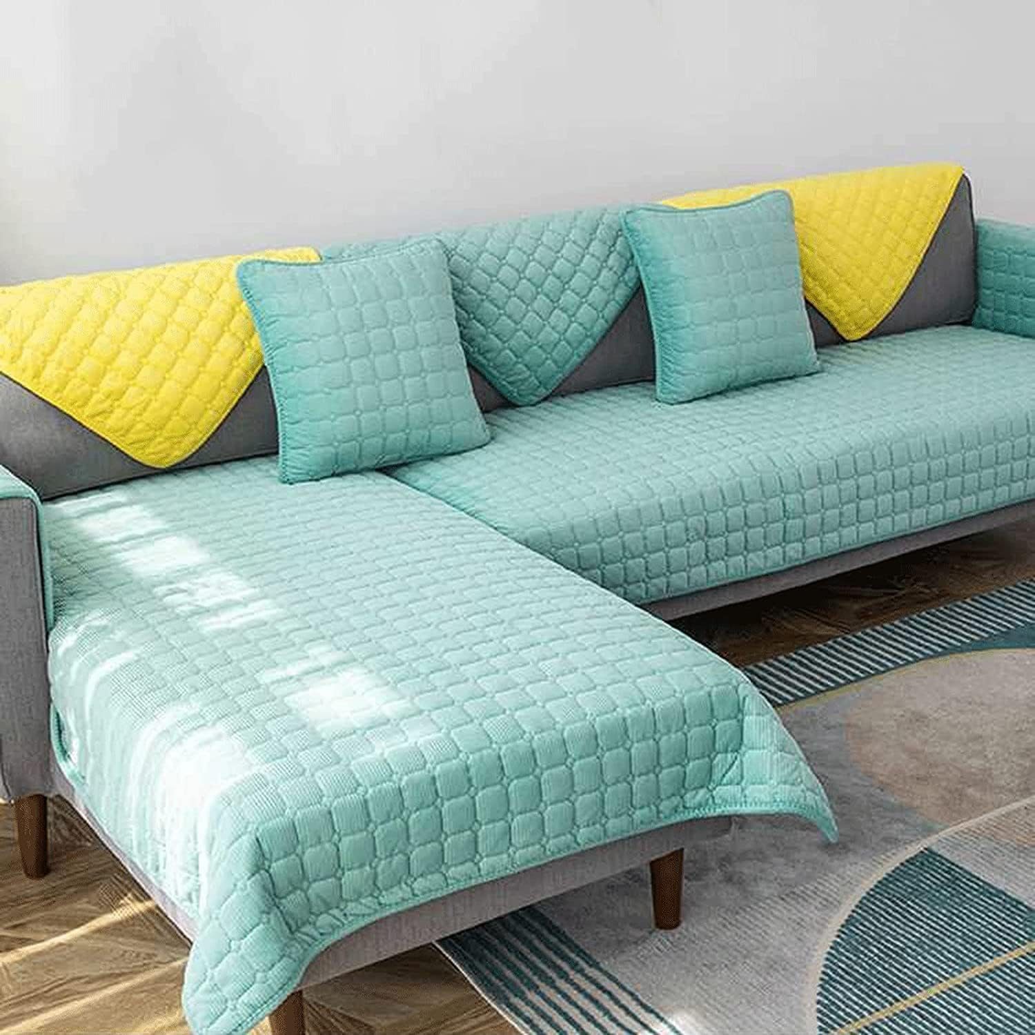 UE Stock Sofabezug Cord Sofabezug Rutschfester Sofa-Schonbezug Möbelschutz 90x240cm Grün, *** BESTER PREIS ***