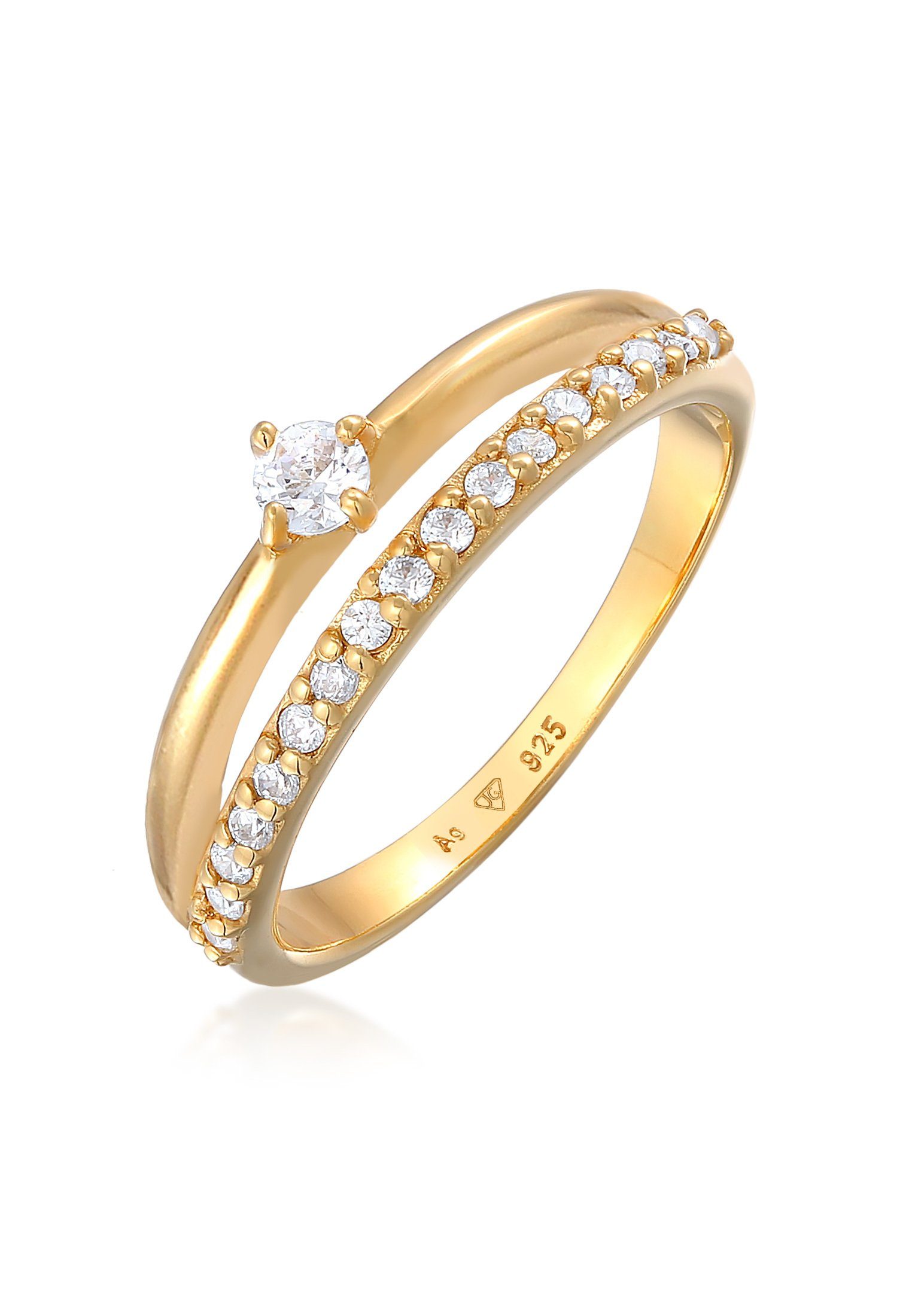 Elli Fingerring Zirkonia Solitär Verlobung 925 Silber, Ring Set günstig online kaufen