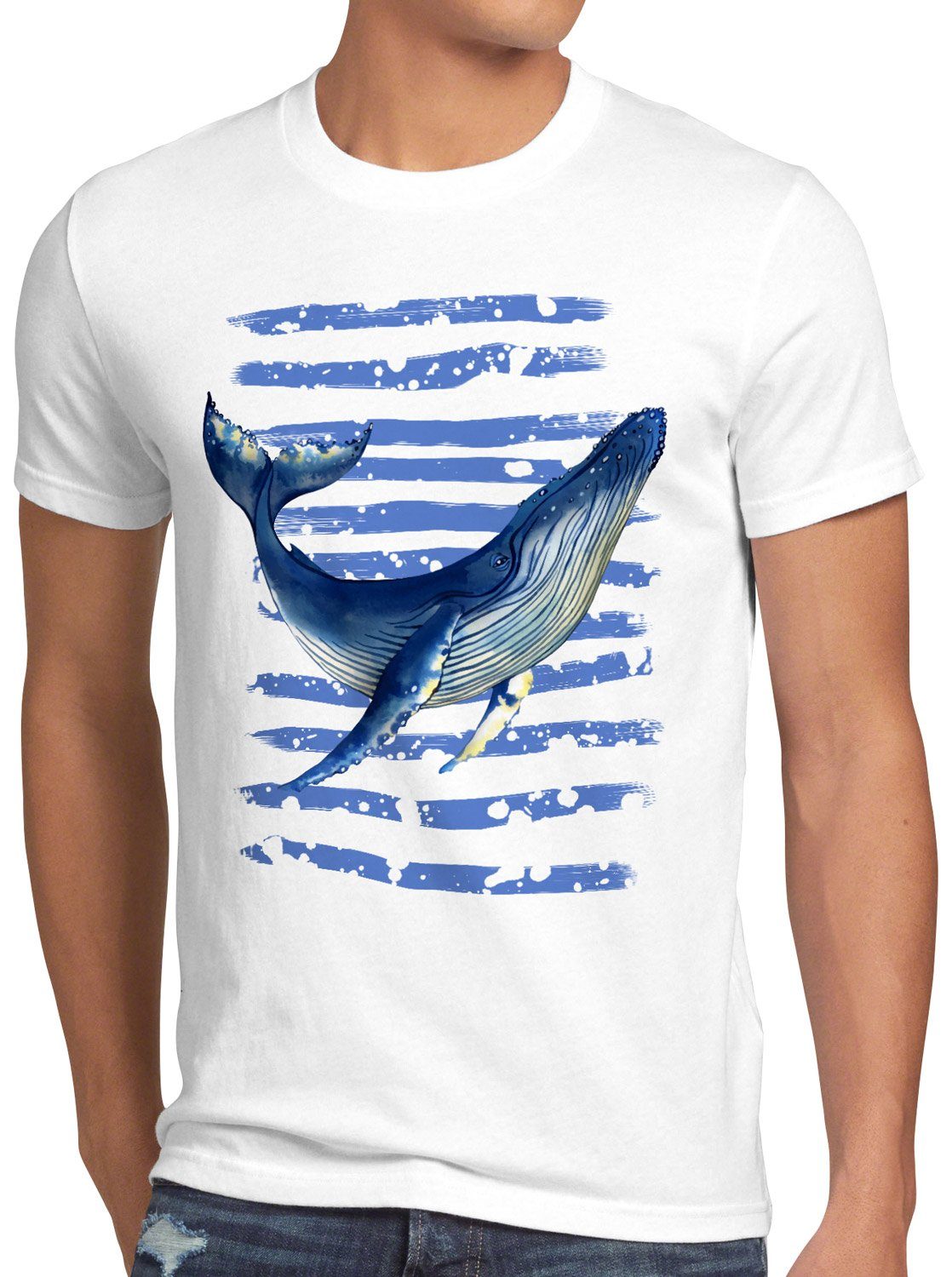 style3 Print-Shirt Herren T-Shirt Blauwal meer ozean tauchen