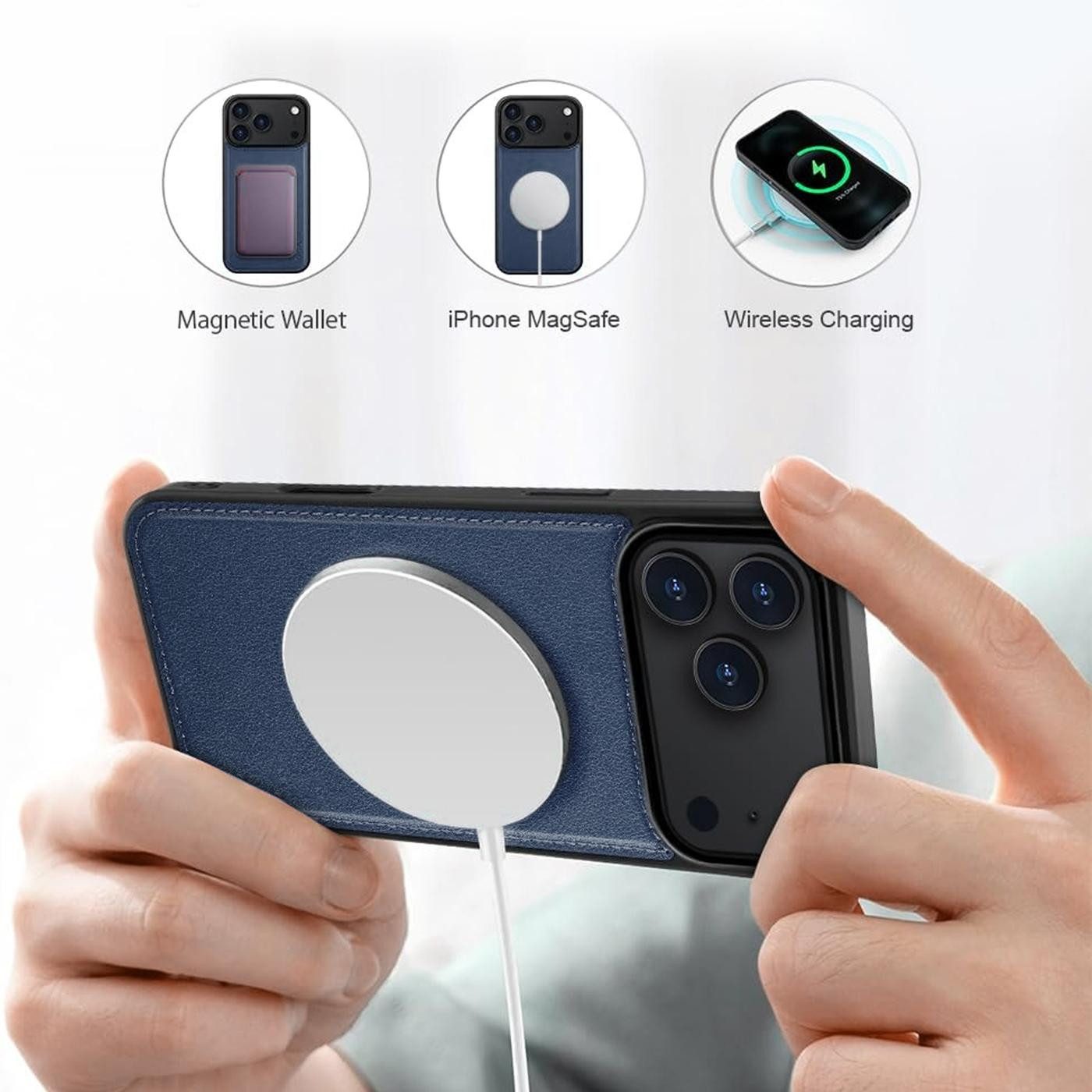 CoolGadget Handyhülle Magnet Book Case für Apple iPhone 17 Pro Hülle + Klapphülle 6,3 Zoll, 2in1 abnehmbare magnetische RFID Schutzhülle Kartenfach Fotofenster – Bild 5 von 5