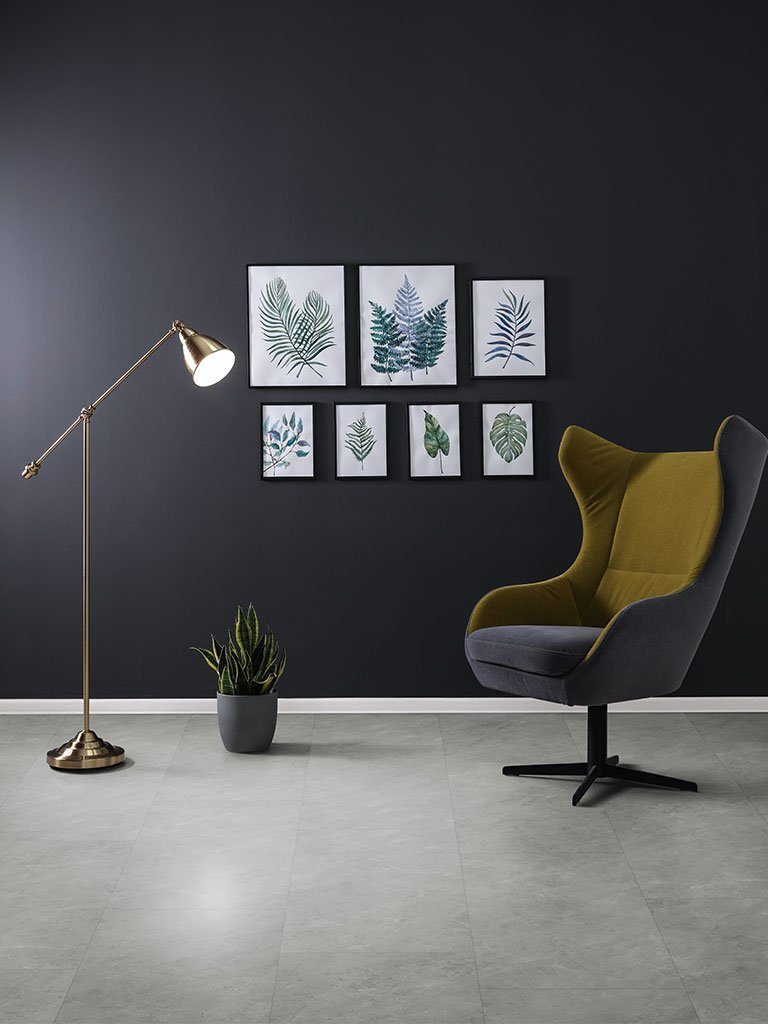 Stilewo Vinylboden 1 m2 Klick-Vinyl Fliese XL inkl. Trittschalldämmung, Fußbodenheizung geeignet, XL Format