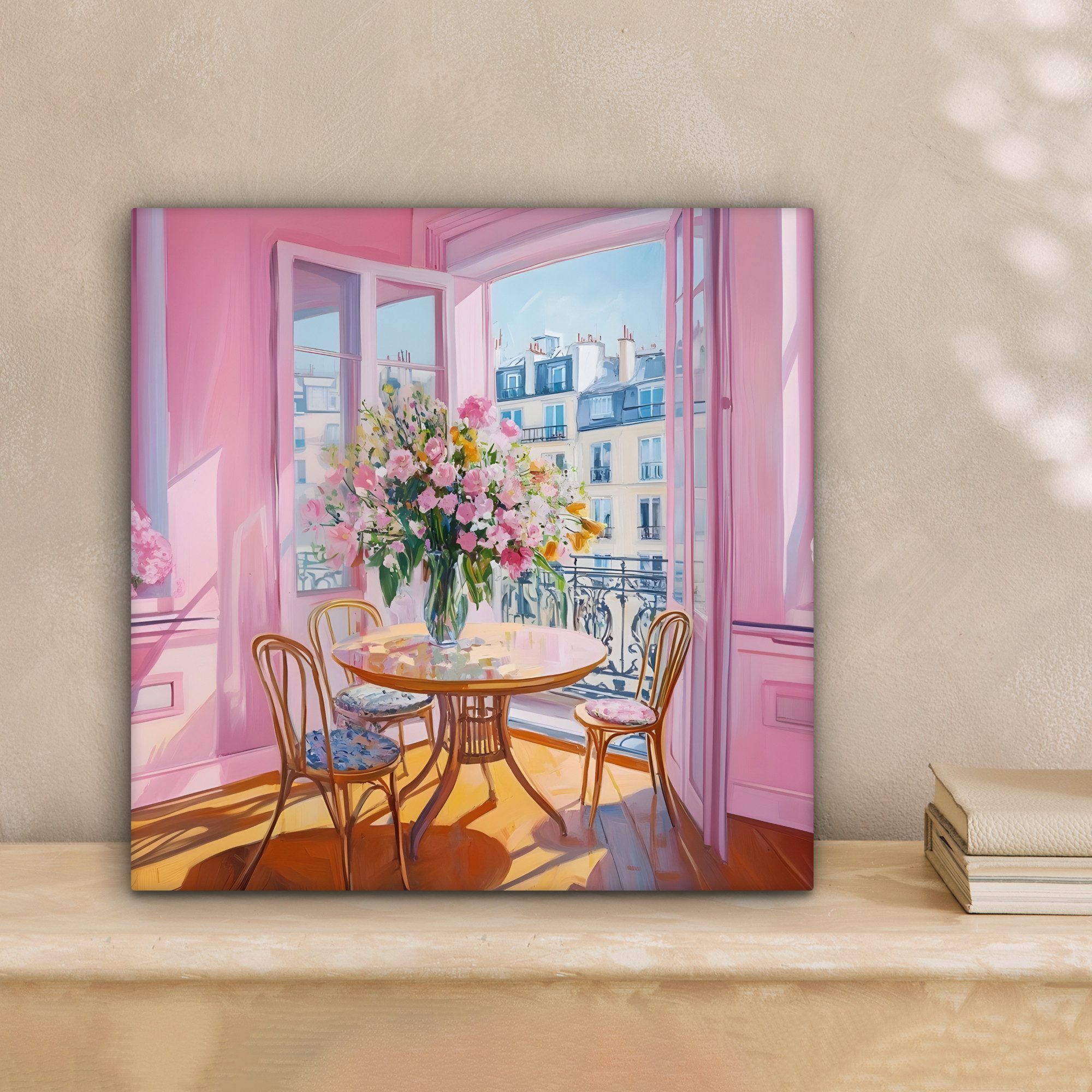 OneMillionCanvasses® Leinwandbild Rosa - Stadt - Blumen, Fotodruck (1 St), günstig online kaufen