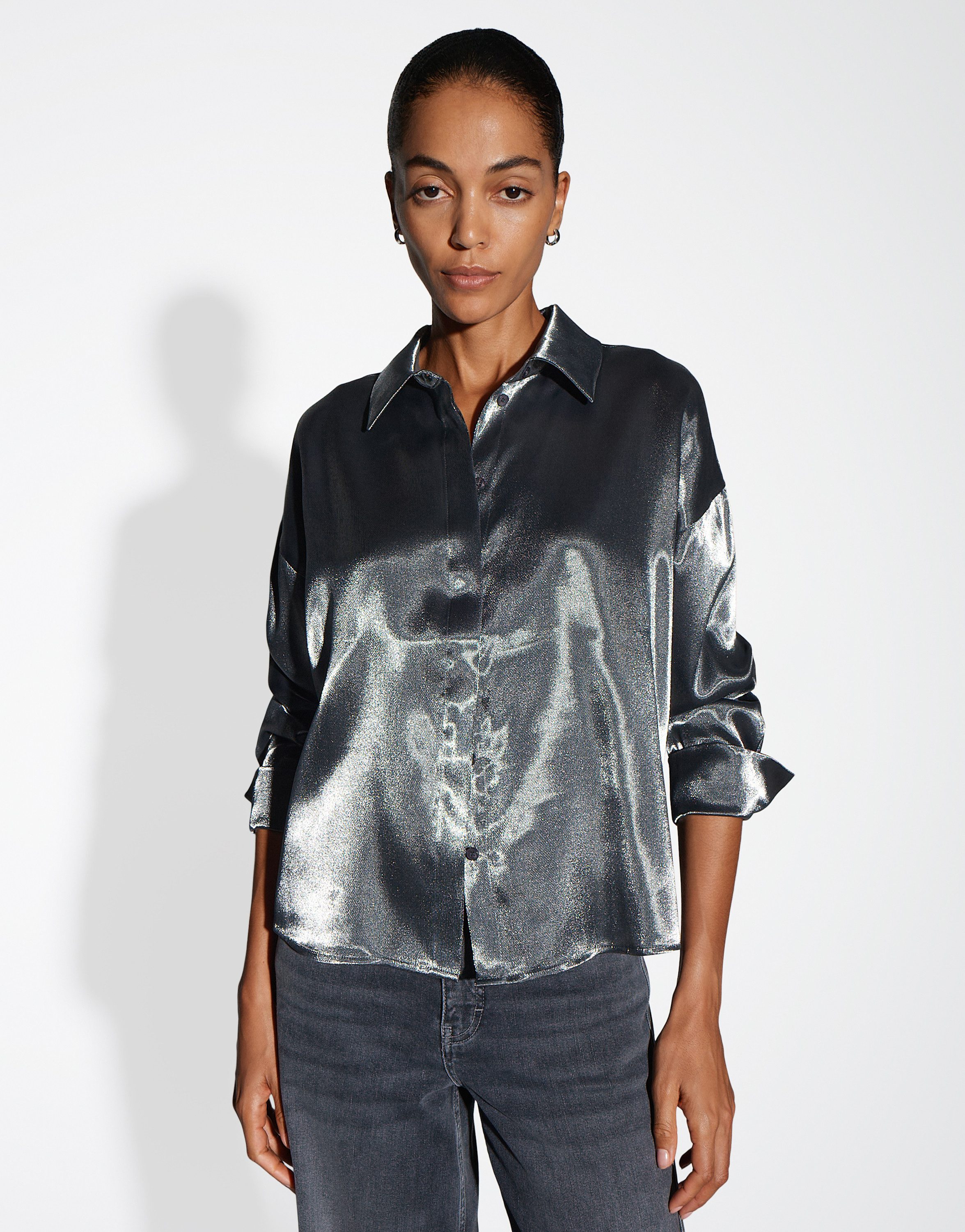 someday Hemdbluse ZOLDANA Boxy aus schimmerndem Viskosemix