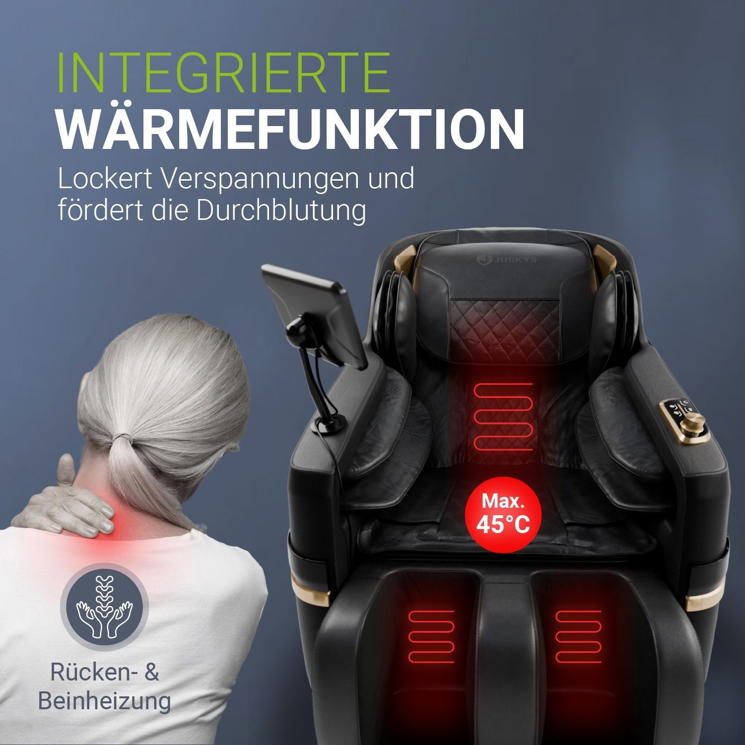 Juskys Massagesessel Naxos, Ganzkörpermassage, 5 Programme, Wärmefunktion, Airbag-Massage