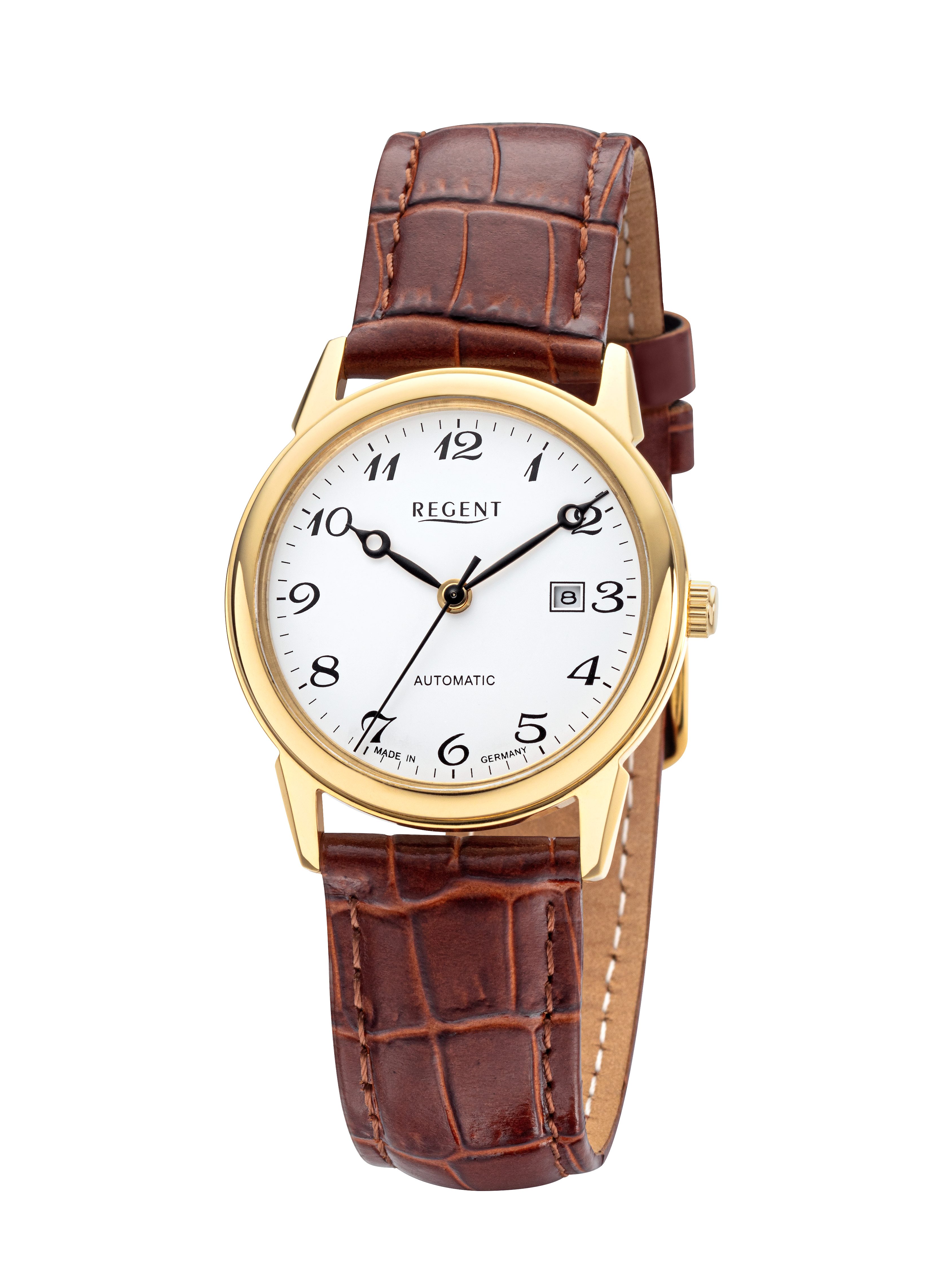 Regent Automatikuhr GM2208, Armbanduhr, Damenuhr, Made in Germany, Mechanische Uhr, Lederarmband