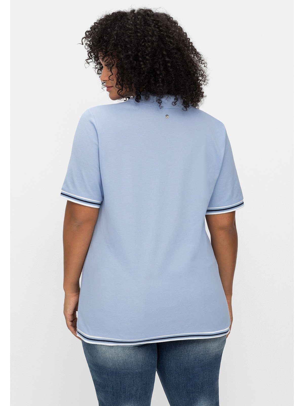 Große Größen Kontrastkanten, T-Shirt Sheego mit aus Waffelpiqué