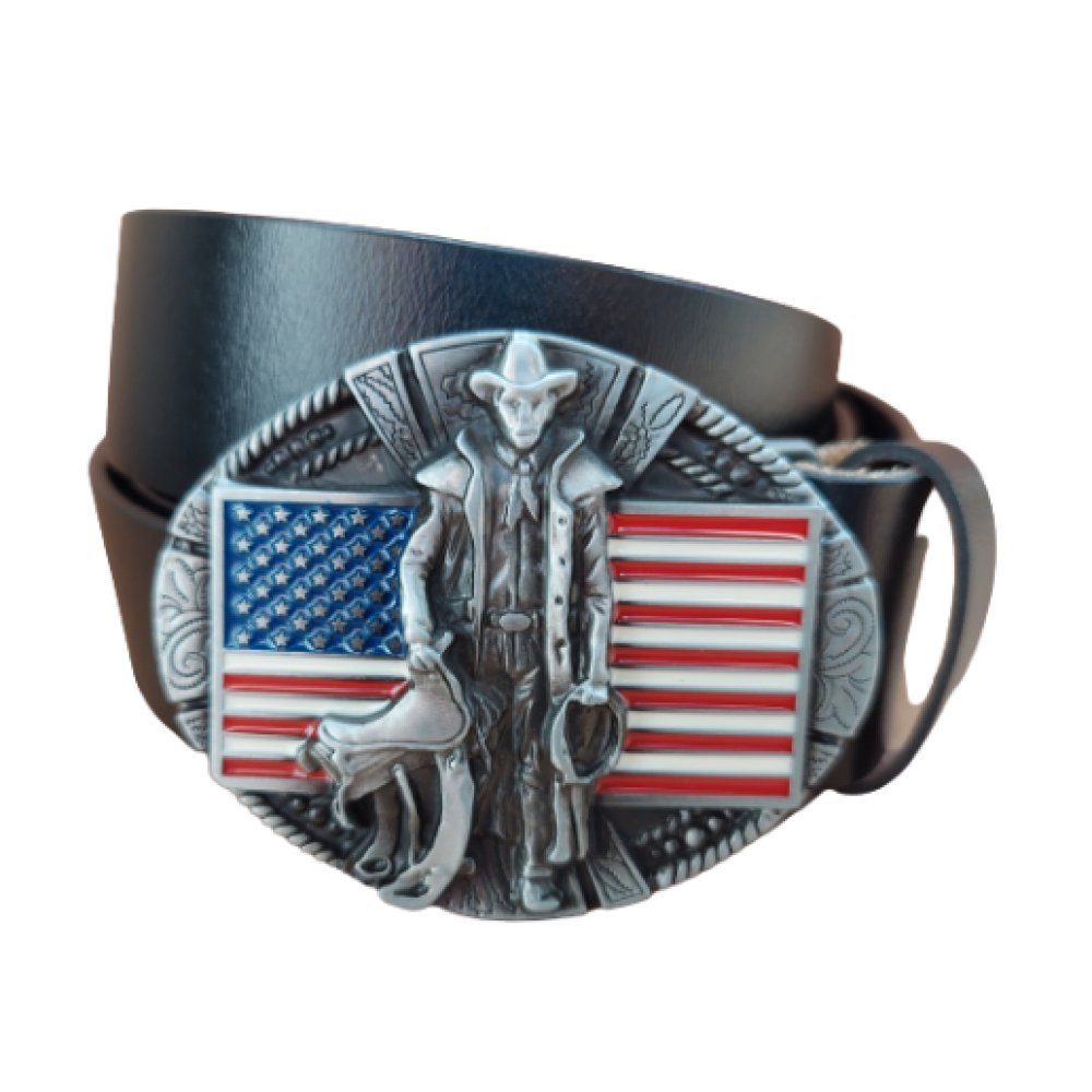 Ledergürtel Wechselgürtel Gürtel mit Wild West Gürtelschnalle Cowboy Buckle