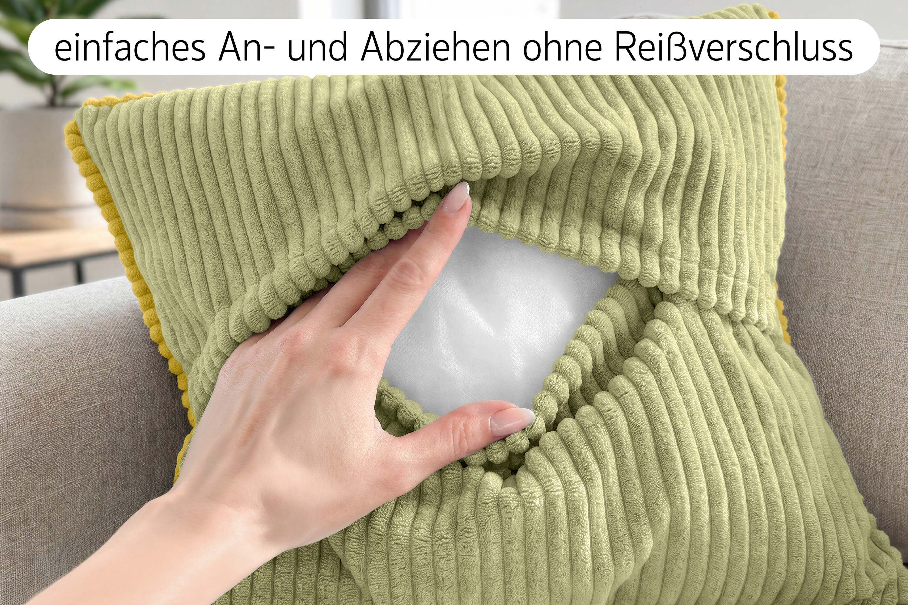 Amilian Dekokissen Sofakissen 4er Set mit Füllung 2x 40x40 cm + 2x 35x45 cm, Hotelverschluss Sofakissen Zierkissen