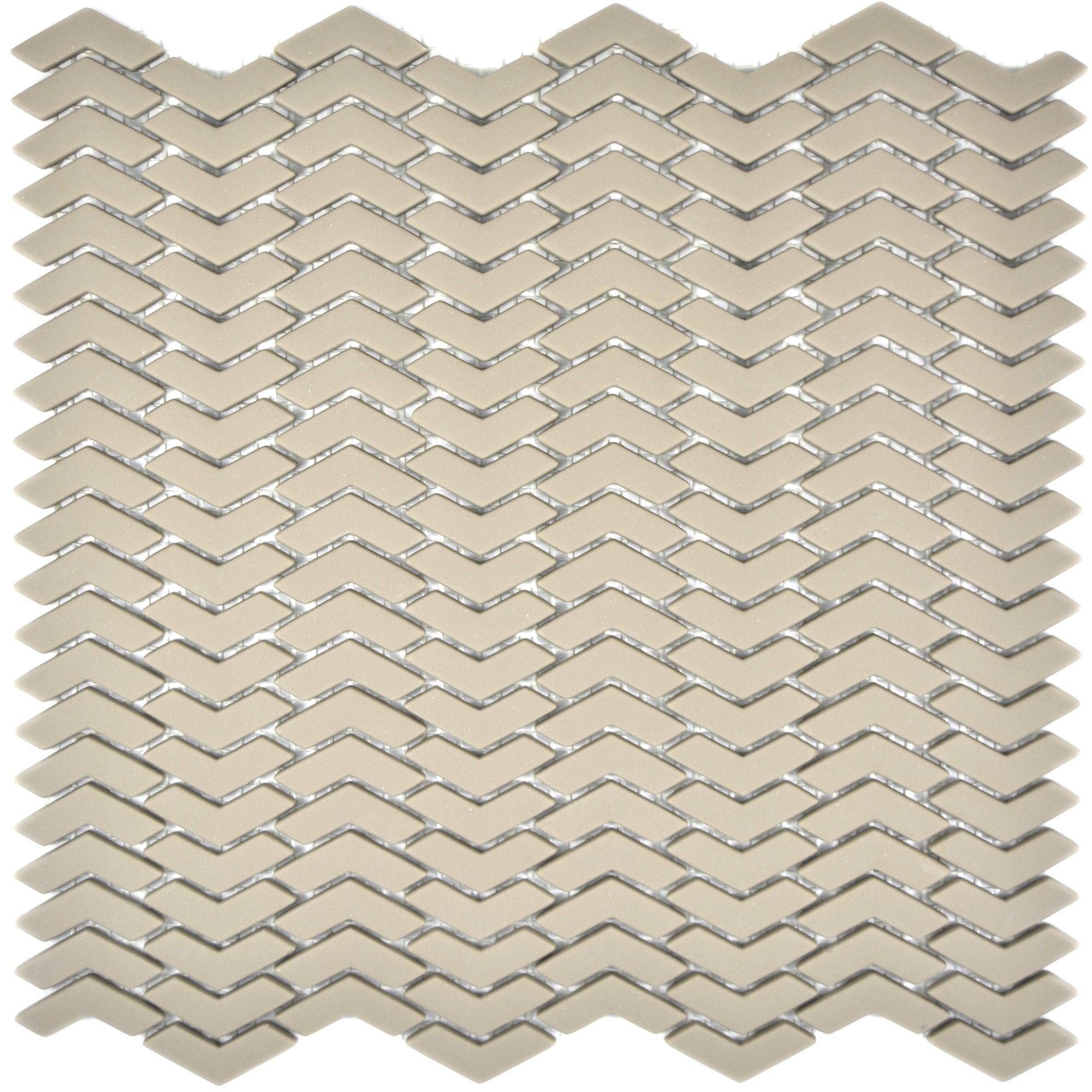 Mosafil Mosaikfliesen Glasmosaik Fliesen Kassandra Fischgrät Matt, Glas-Ecoglas 29.500x29.000, cream, Verlegefertig auf ein Netz geklebt - Frostsicher - Wasserfest